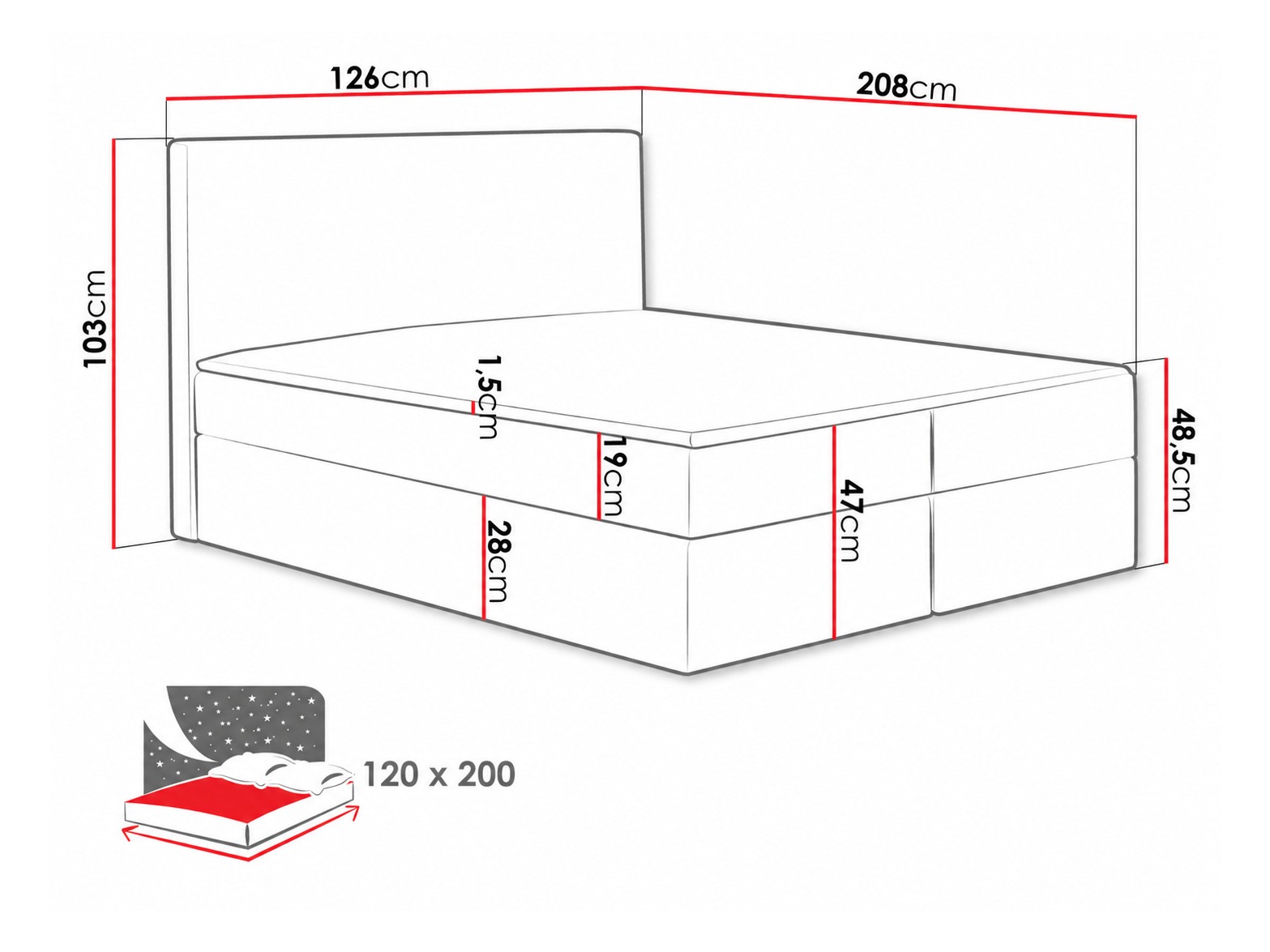 Lit boxspring Nix (Velluto 10)