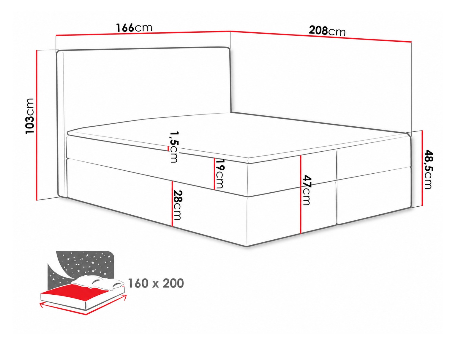 Lit boxspring Nix (Velluto 10)