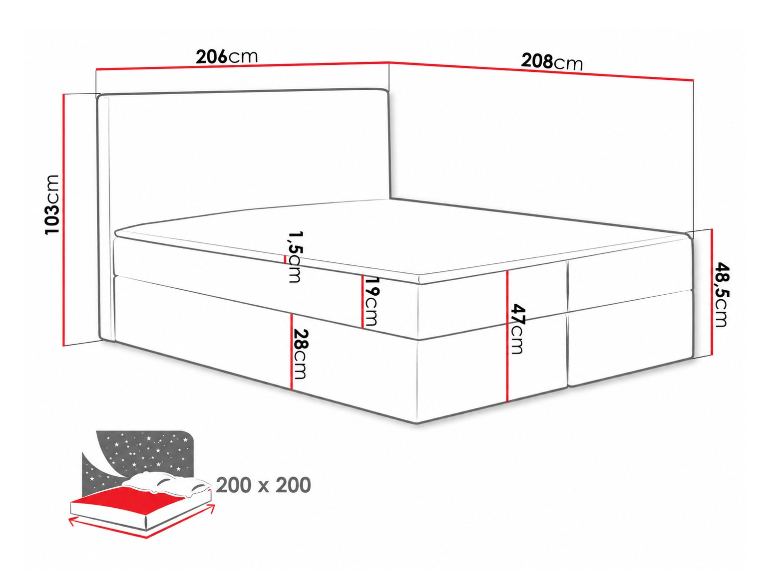 Lit boxspring Nix (Velluto 10)