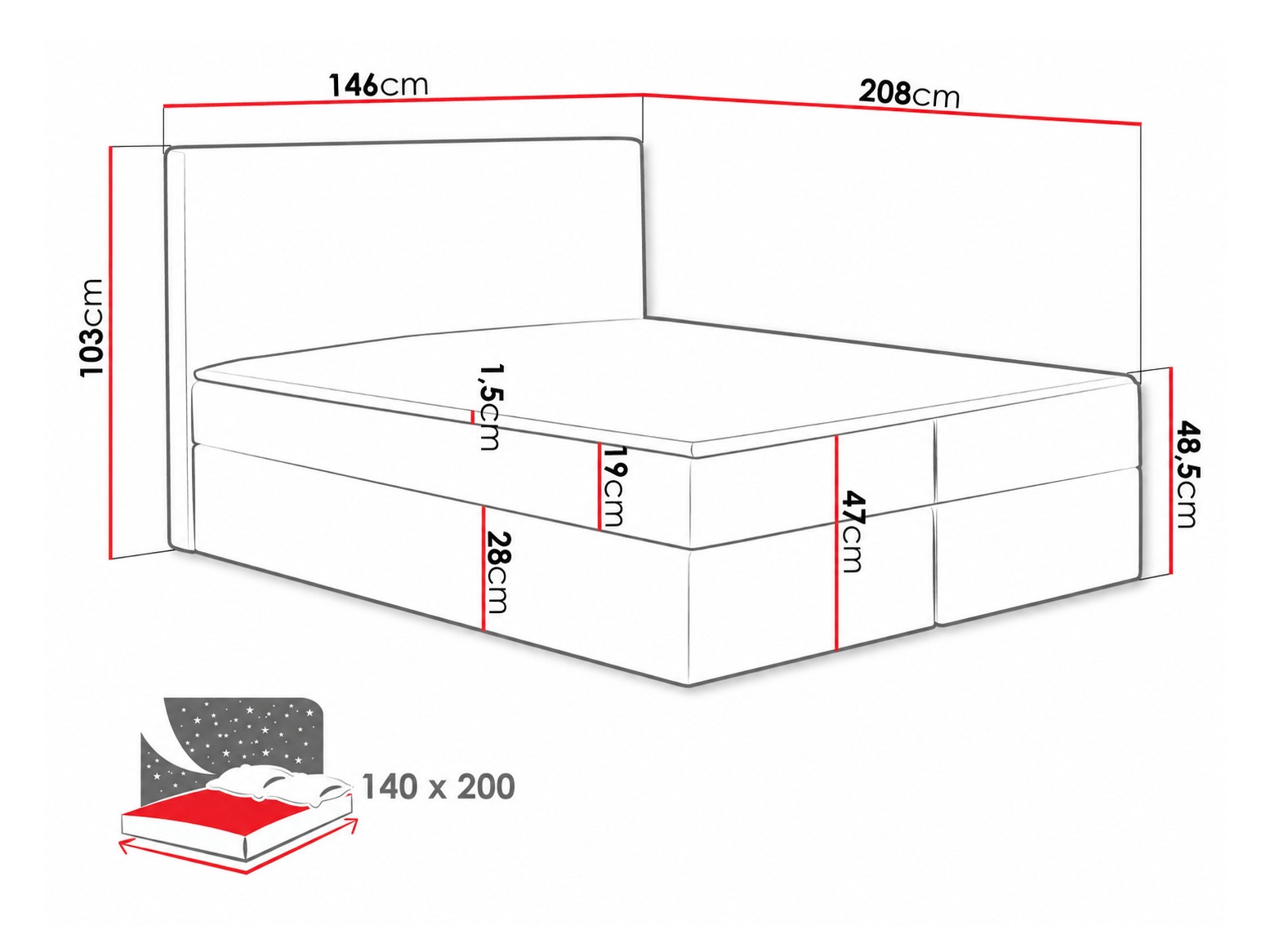 Lit boxspring Nix (Velluto 11)