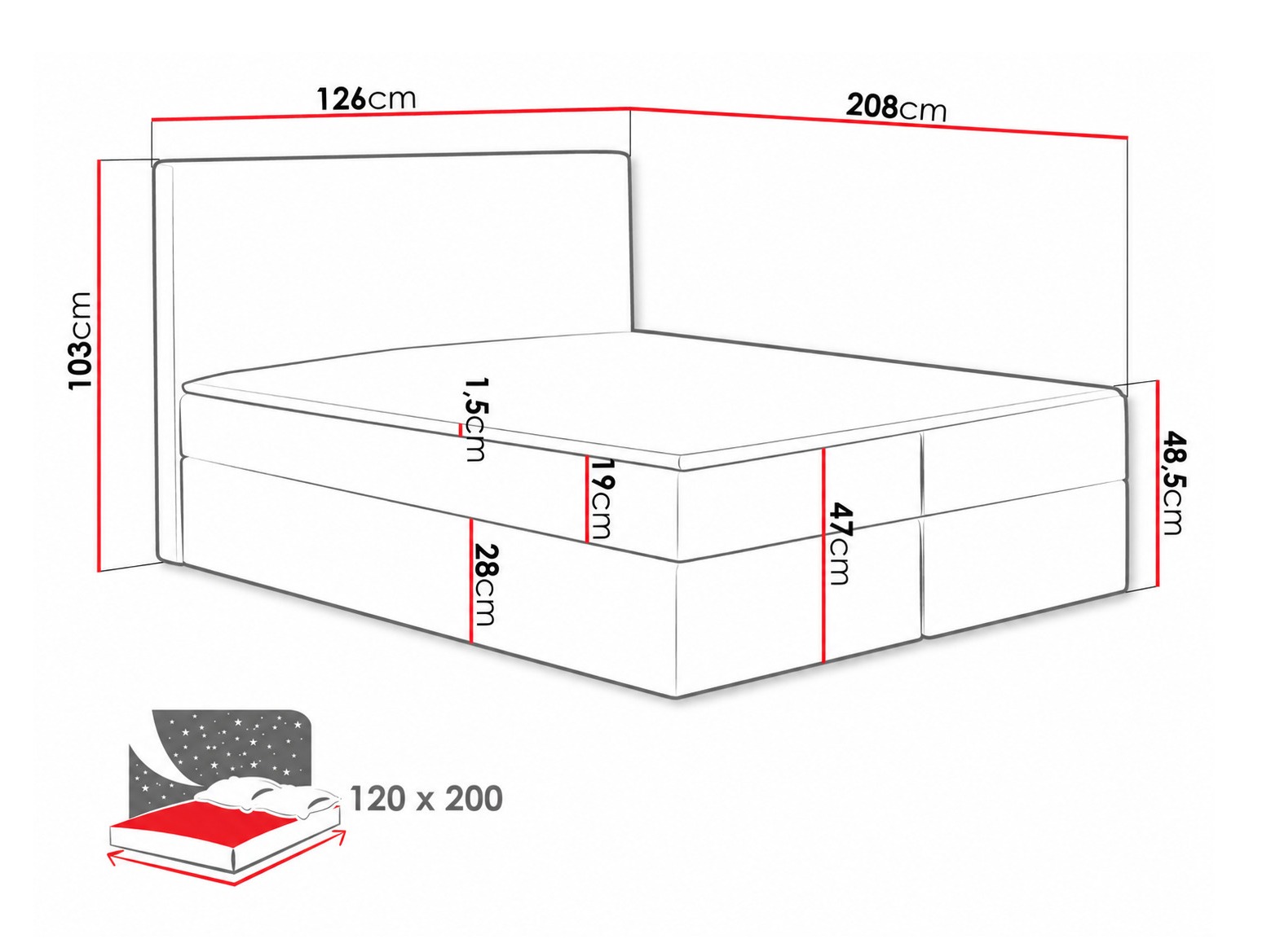 Lit boxspring Nix (Velluto 14)