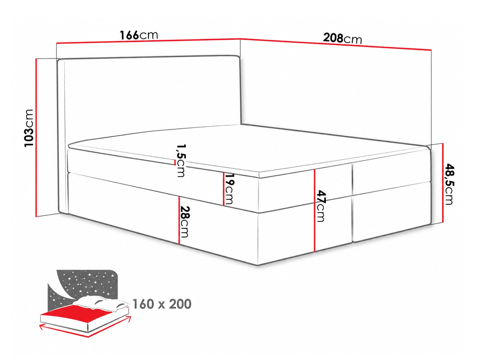 Lit boxspring Nix (Velluto 14)