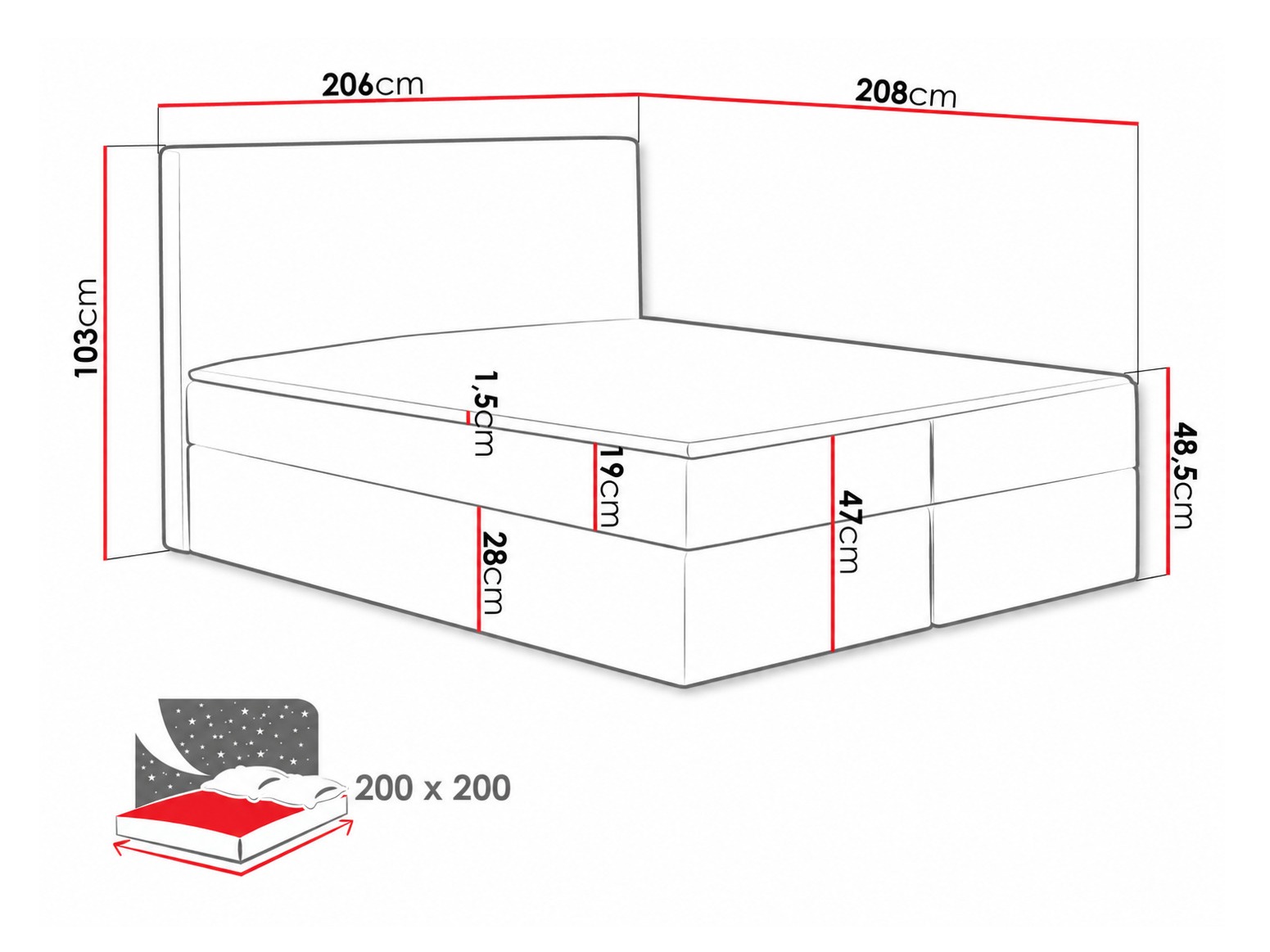 Lit boxspring Nix (Velluto 14)