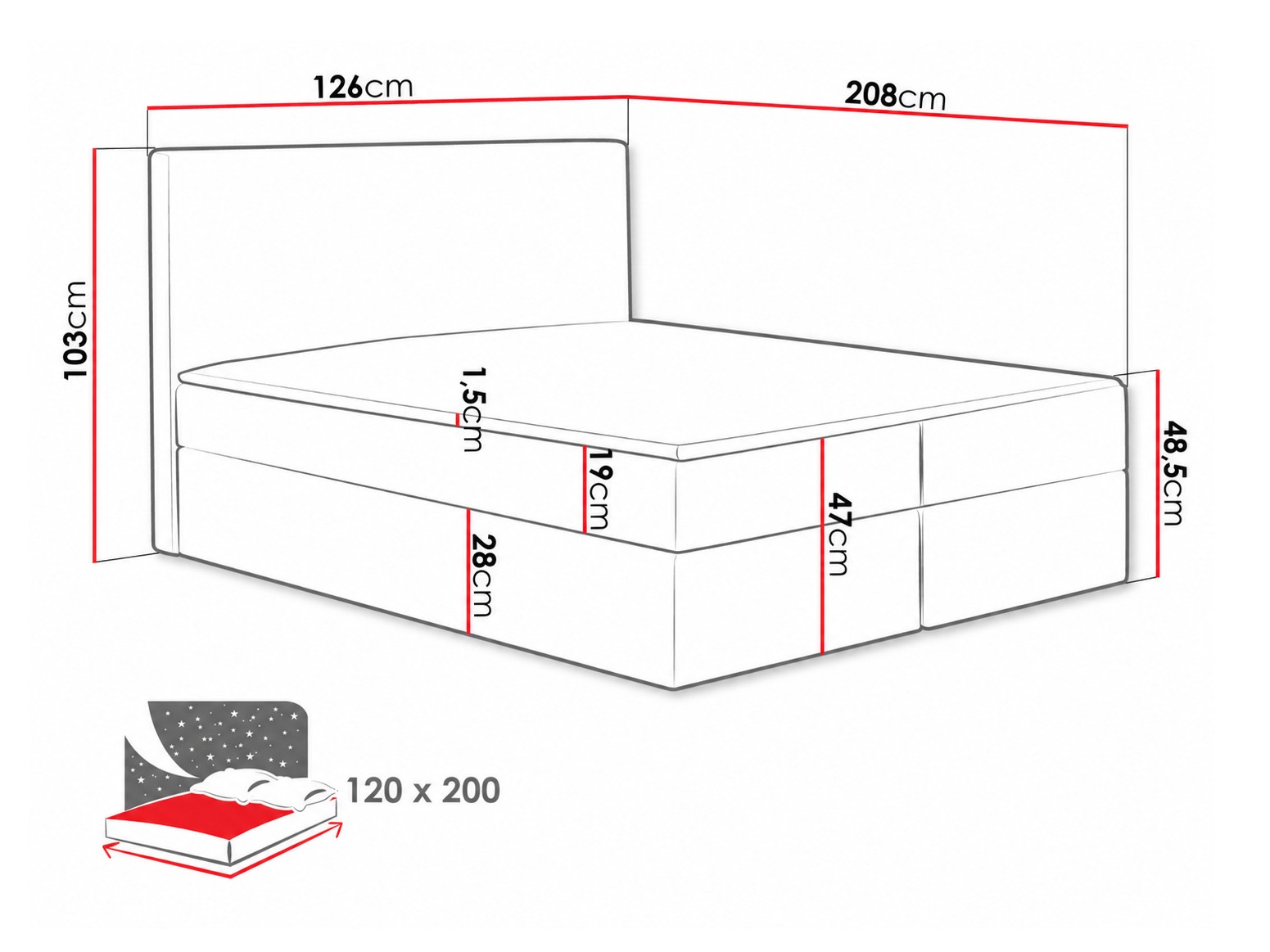 Lit boxspring Nix (Velluto 16)