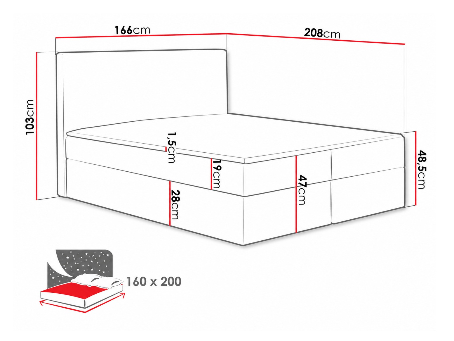 Lit boxspring Nix (Velluto 16)