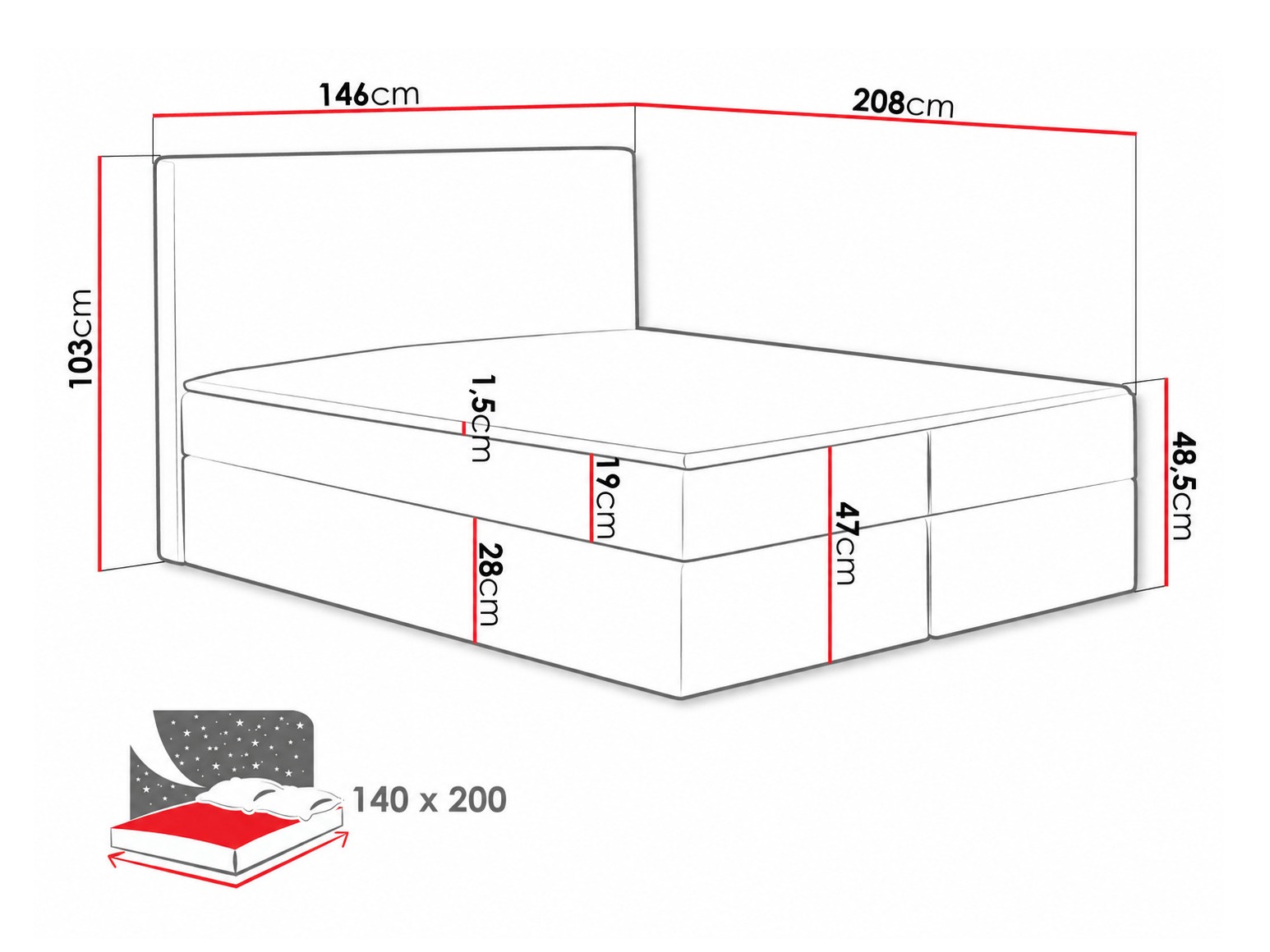 Lit boxspring Nix (Velluto 7)