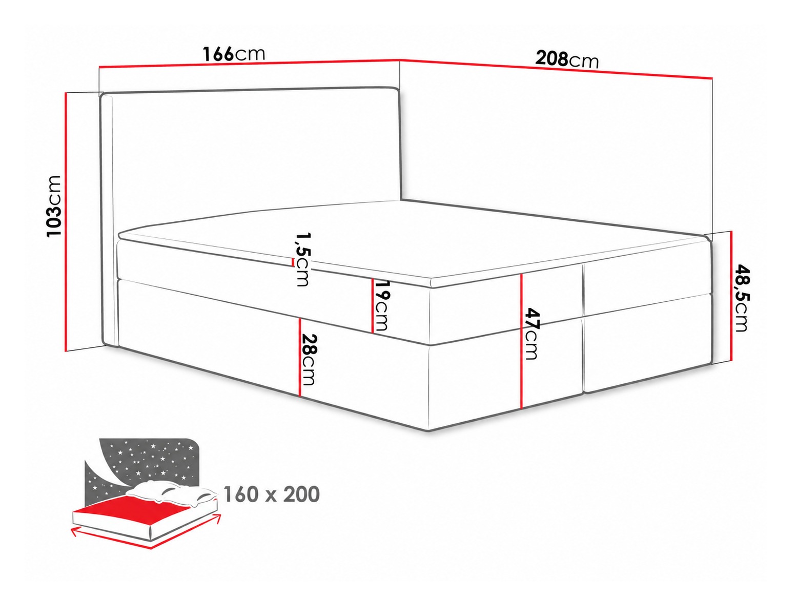 Lit boxspring Nix (Velluto 7)