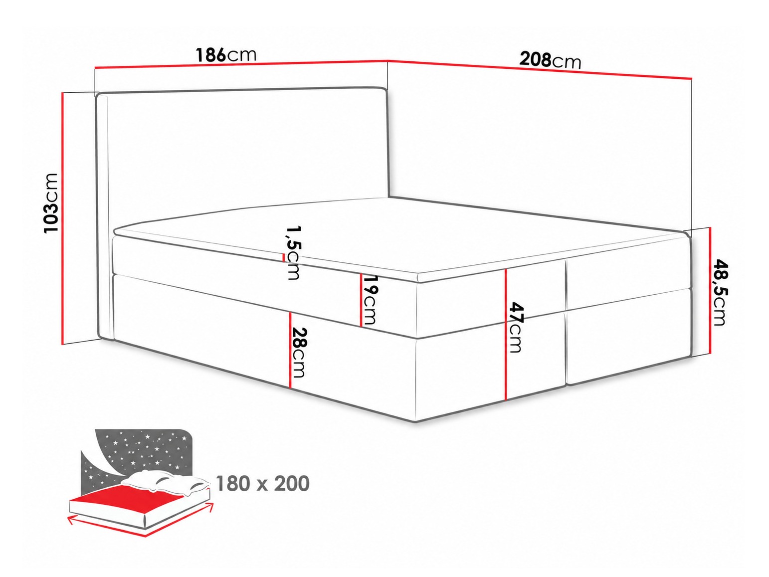 Lit boxspring Nix (Velluto 7)