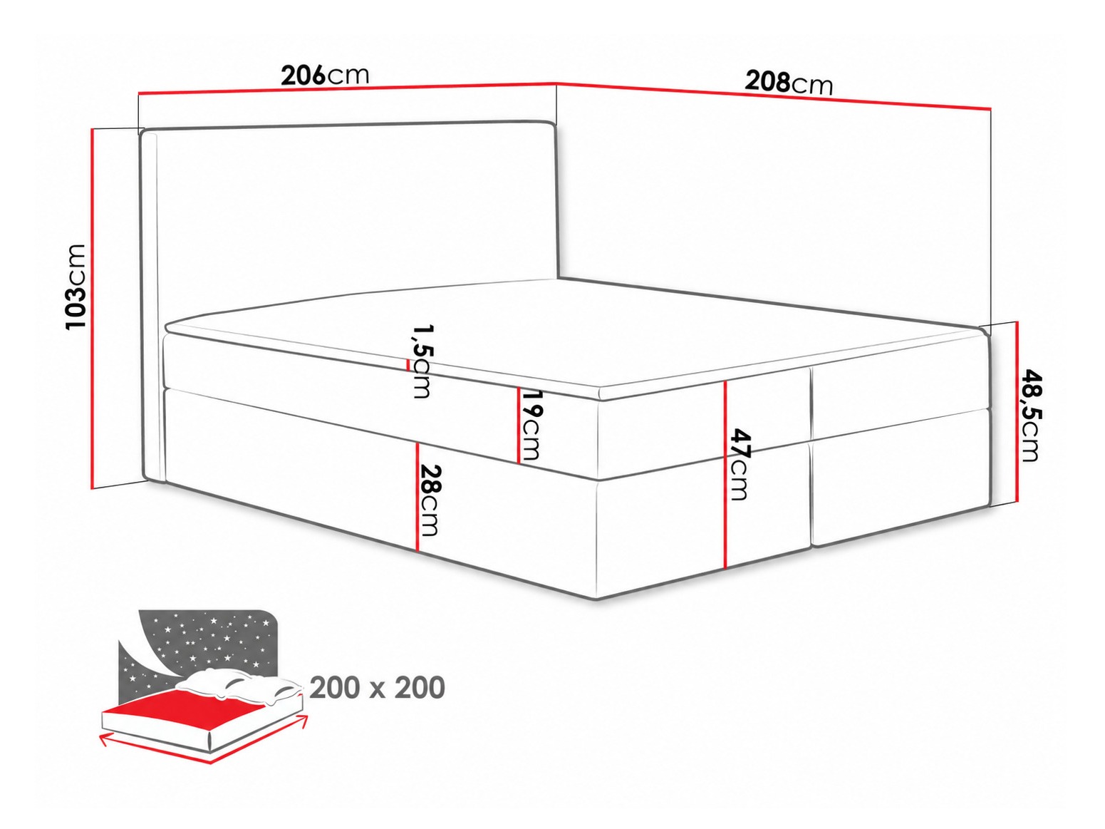 Lit boxspring Nix (Velluto 7)