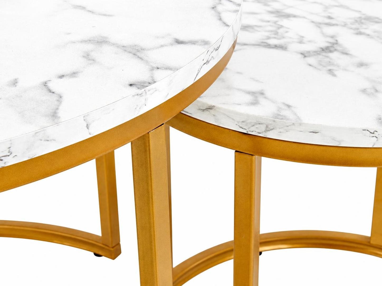Ensemble tables basses Houston 2213 (Marbre blanc + Doré)