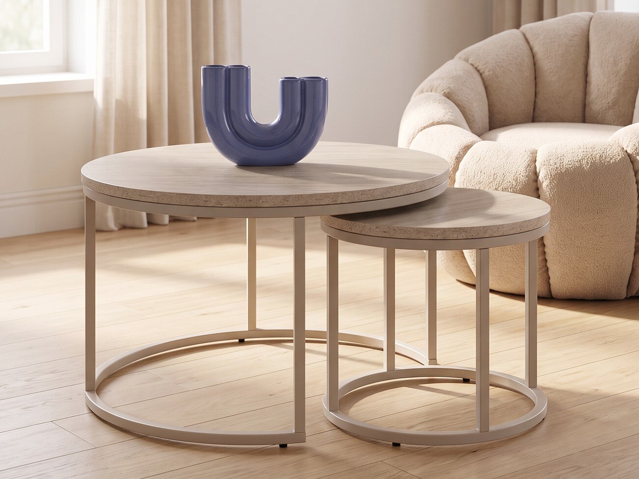 Ensemble tables basses Houston 2213 (Travertin clair + Cachemire)