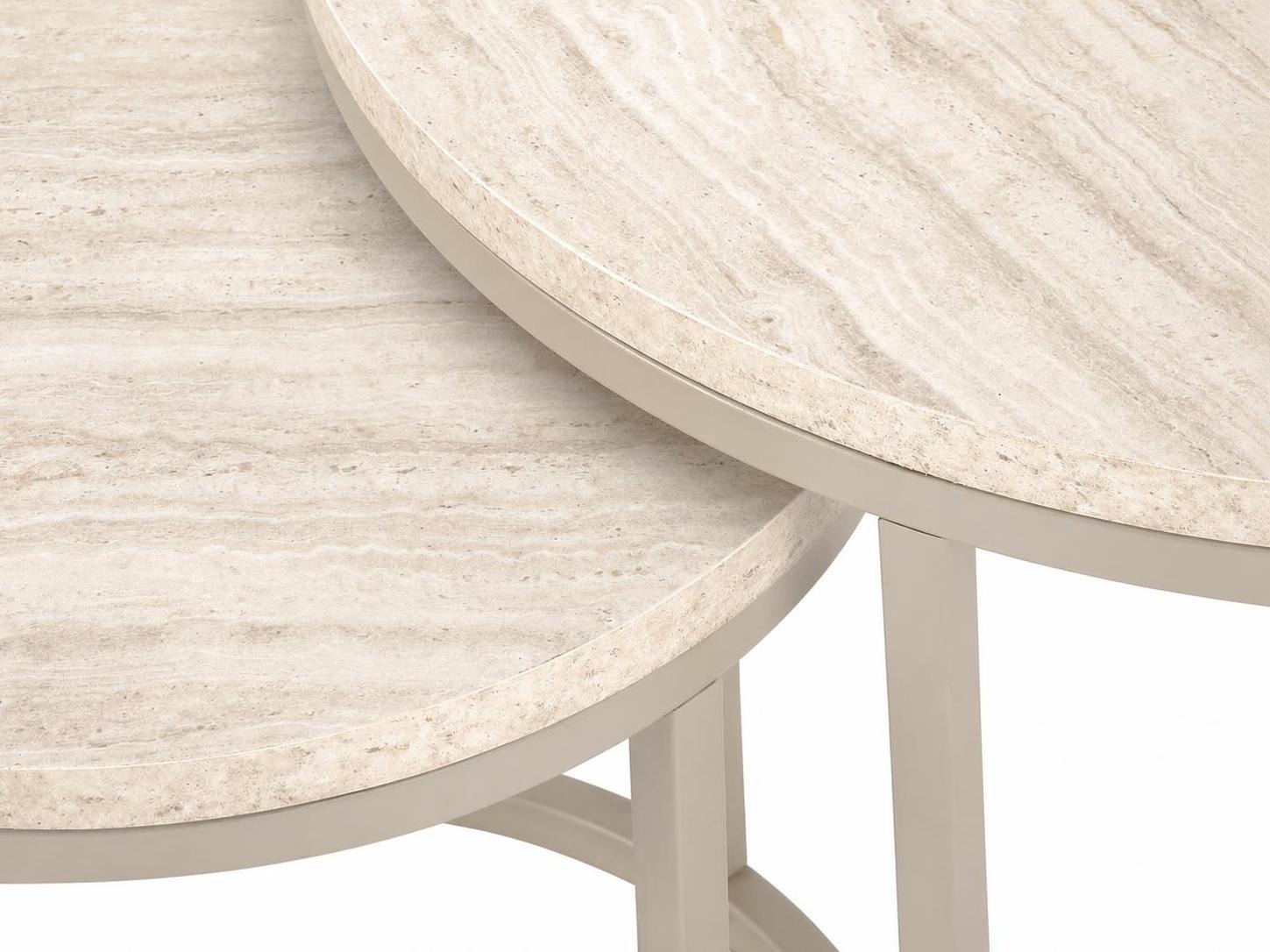 Ensemble tables basses Houston 2213 (Travertin clair + Cachemire)