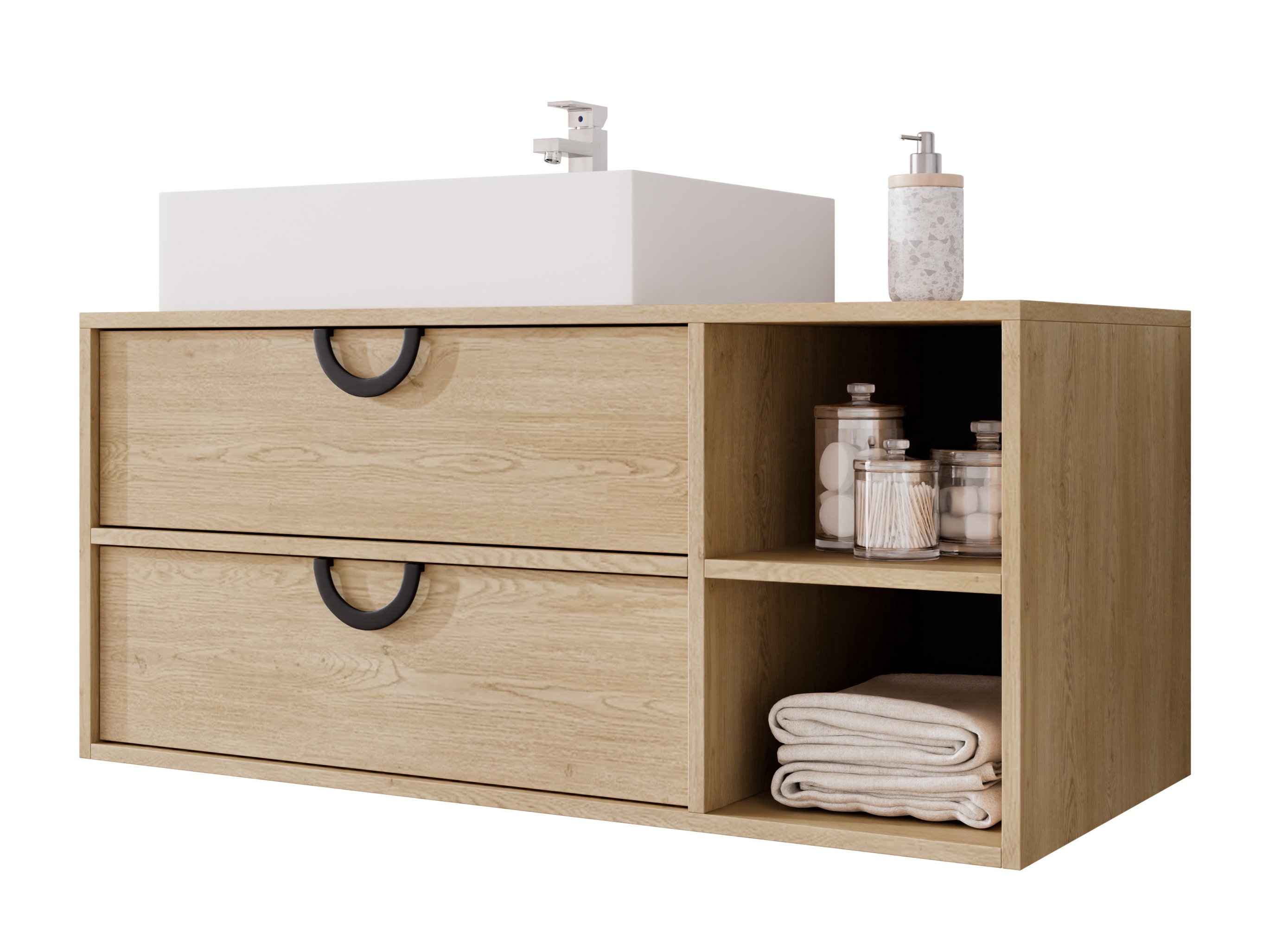Armoire de salle de bains murale pour lavabo Sodalis (Chêne)
