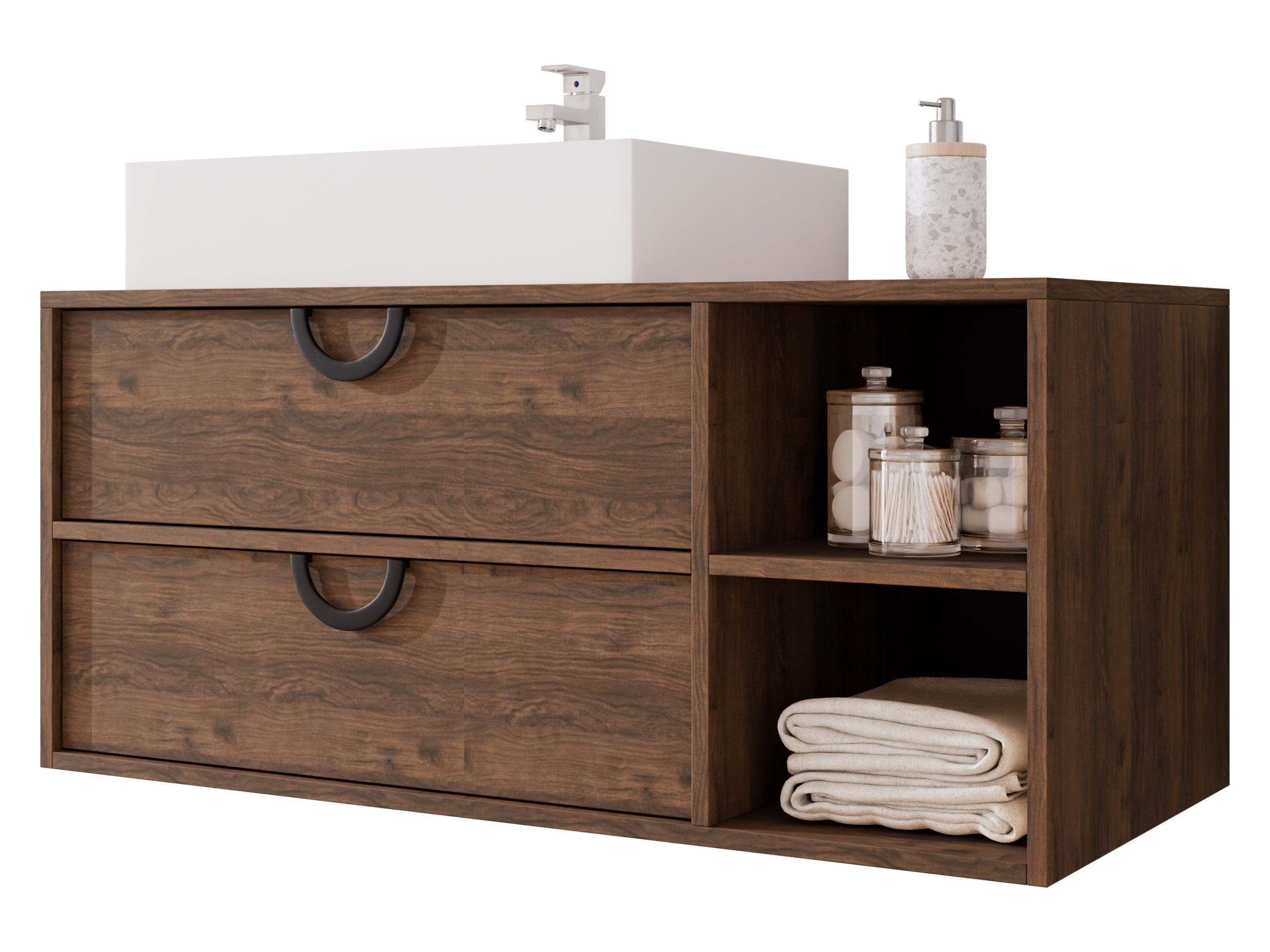 Armoire de salle de bains murale pour lavabo Sodalis (Noyer)