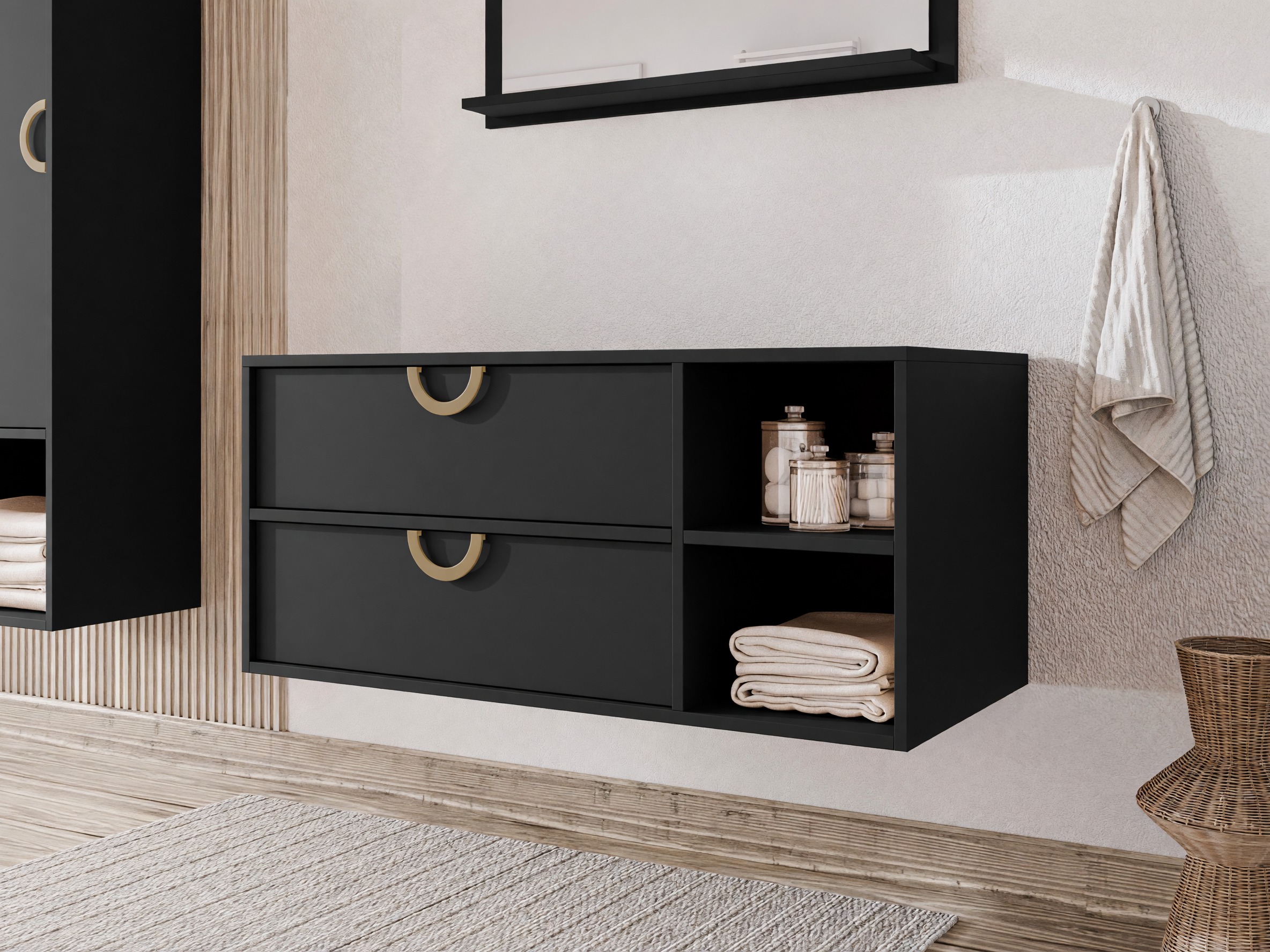 Armoire de salle de bains murale pour lavabo Sodalis (Noir)
