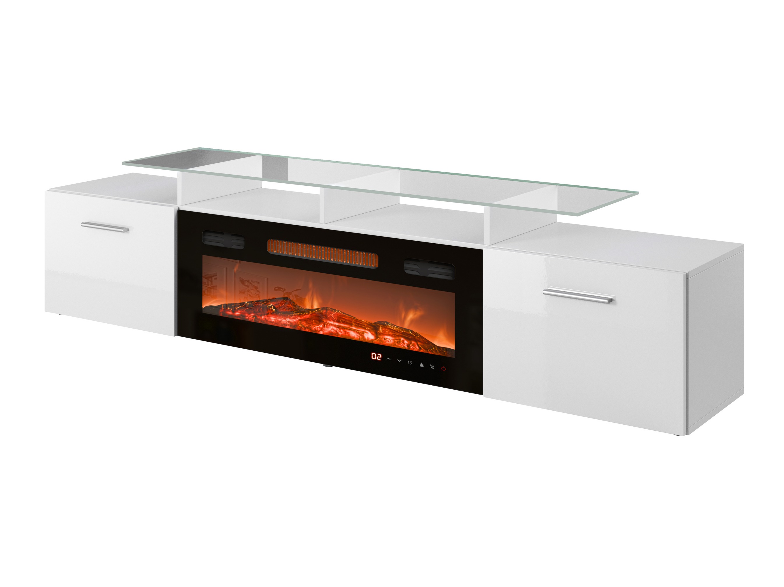Meuble TV Numerus (Blanc + Blanc brillant)