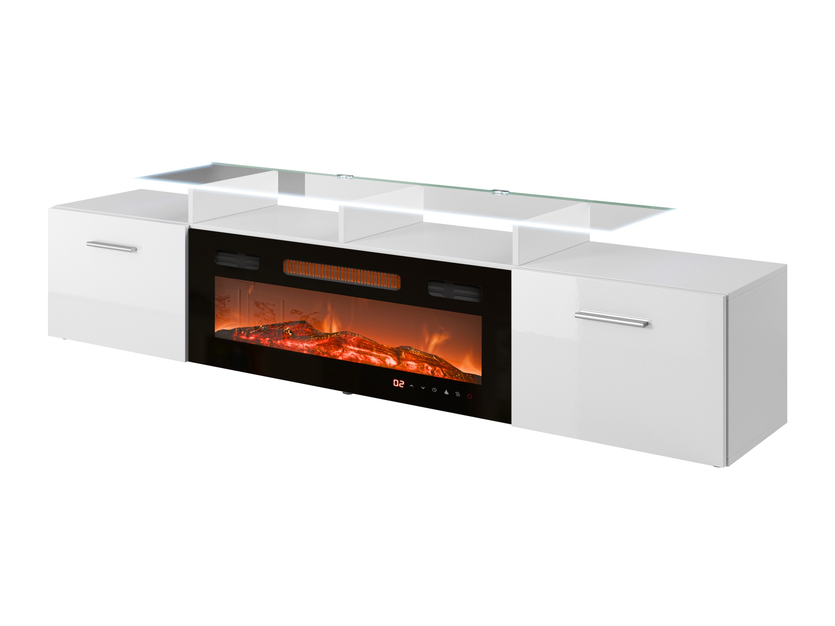 Meuble TV Numerus (Blanc + Blanc brillant)
