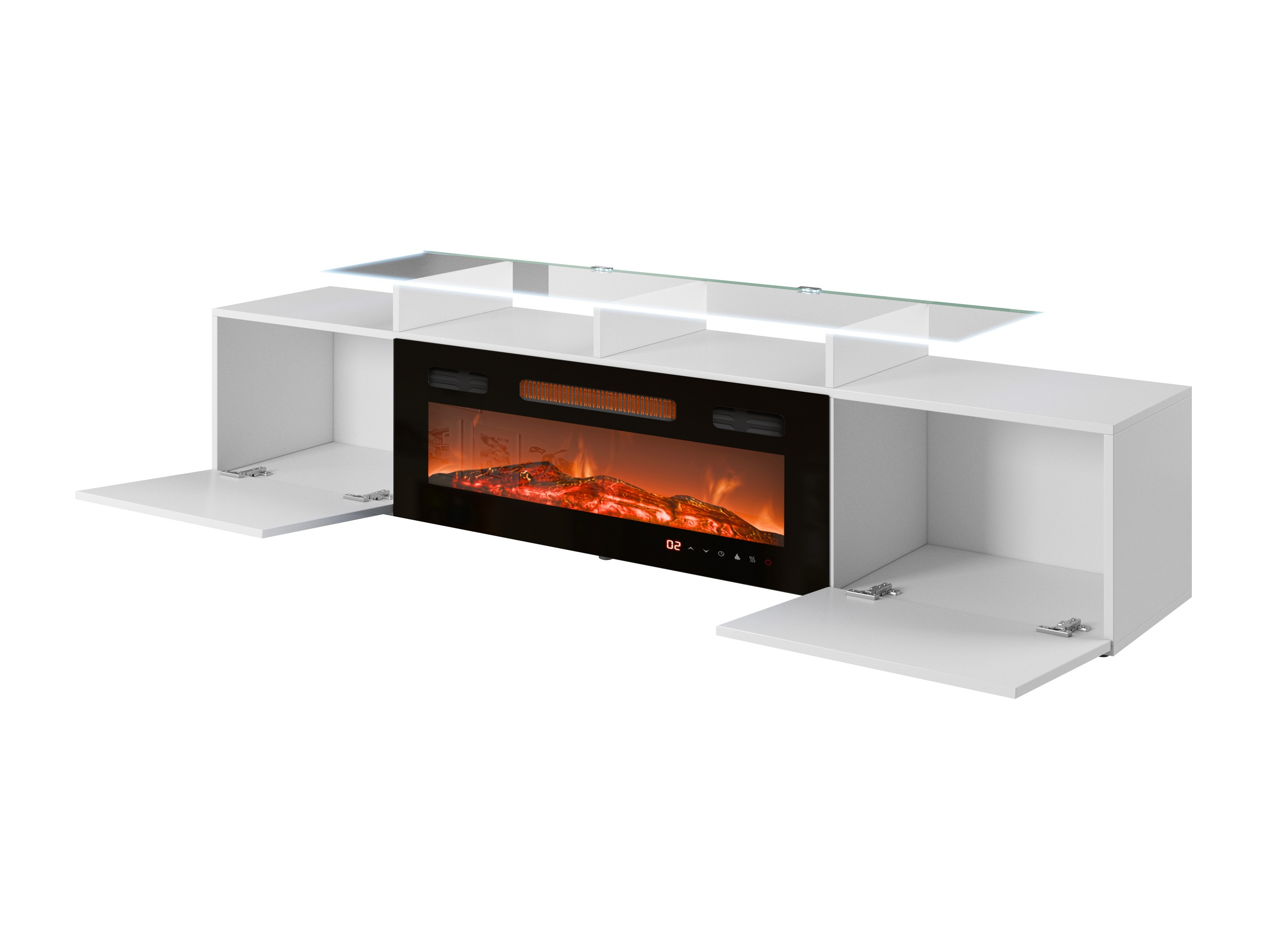 Meuble TV Numerus (Blanc + Blanc brillant)