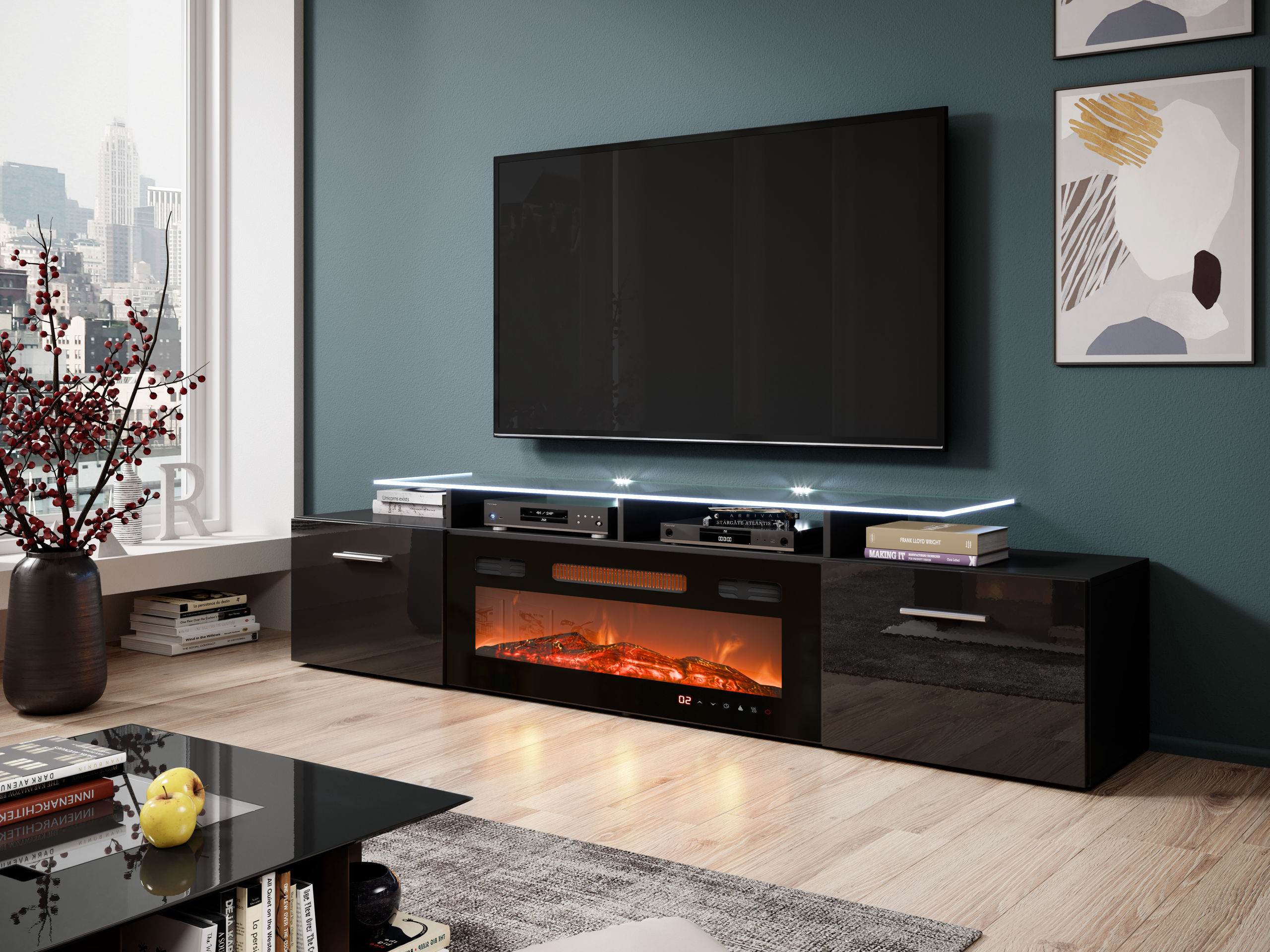 Meuble TV Numerus (Noir + Noir brillant)