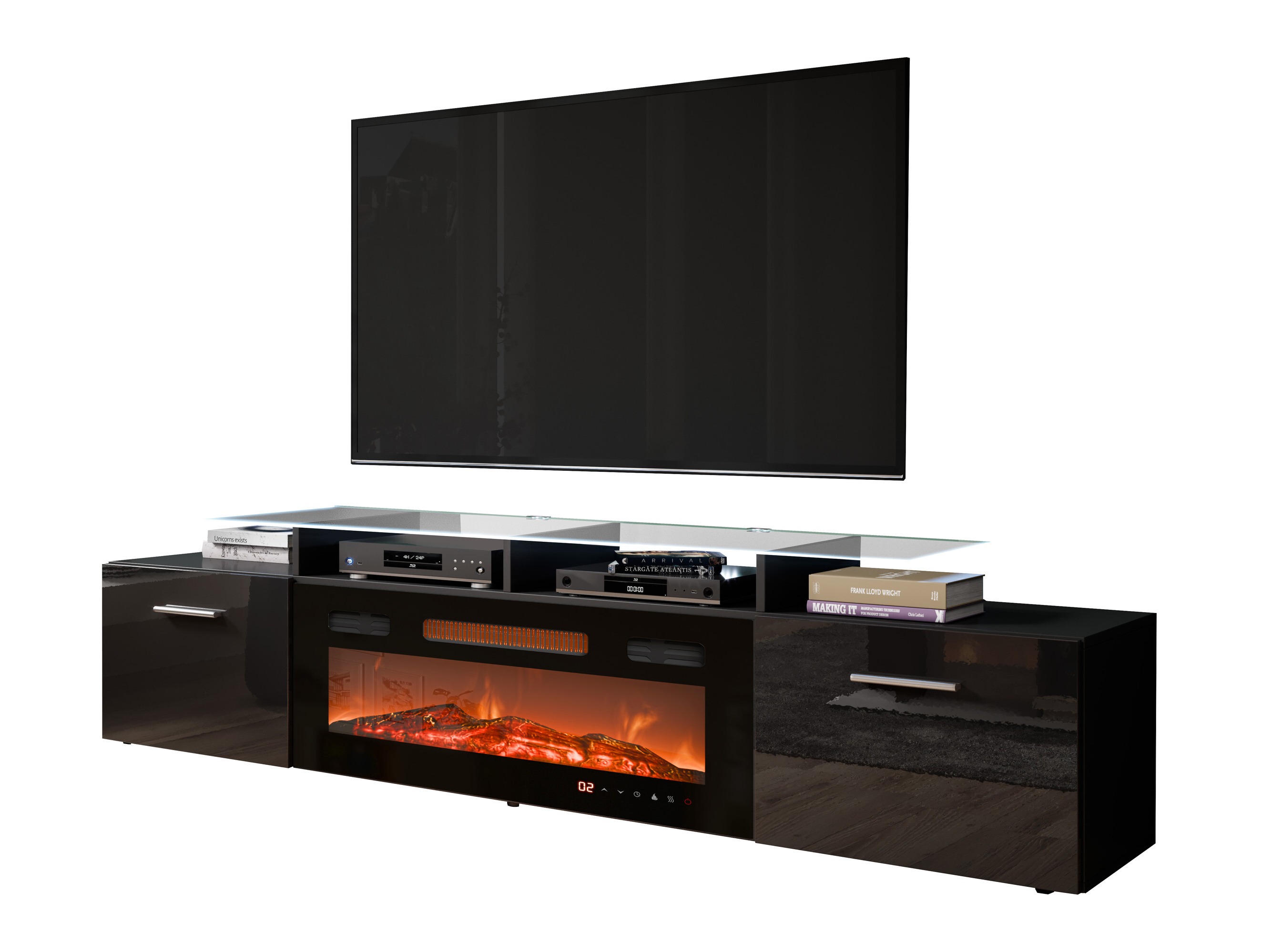 Meuble TV Numerus (Noir + Noir brillant)