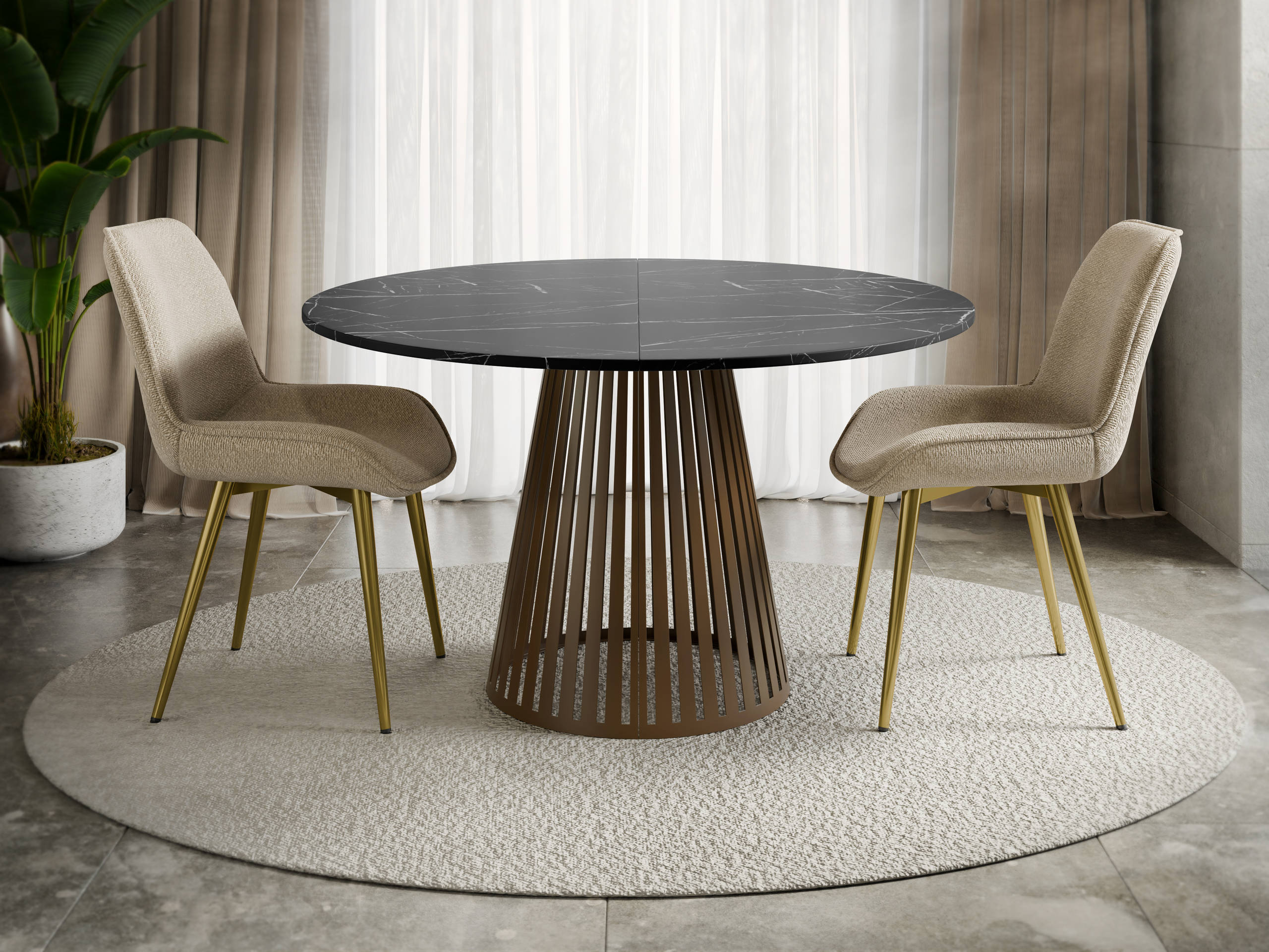 Table Prudentia II (Marbre noir + Marron)