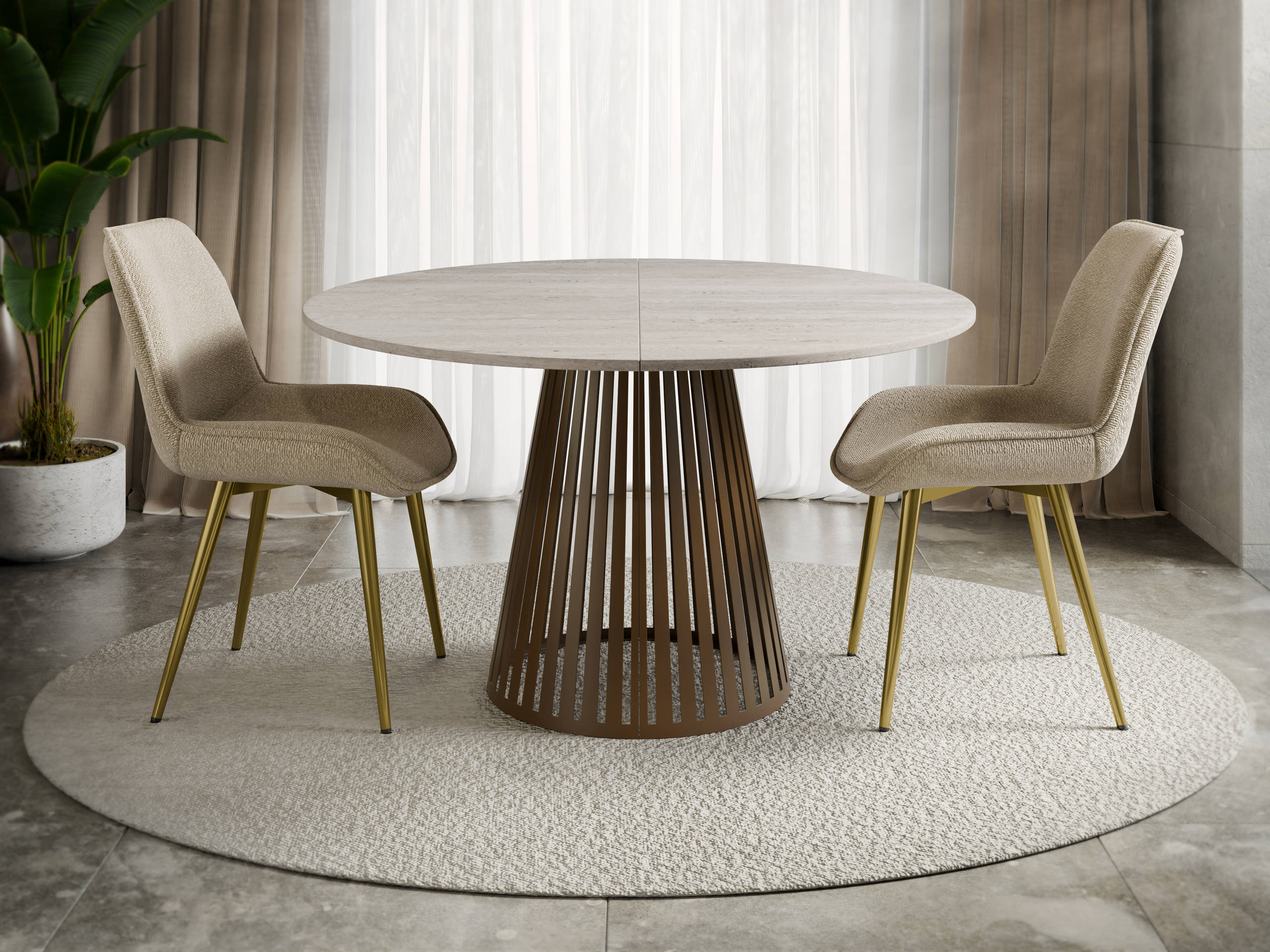 Table Prudentia II (Travertin clair + Marron)