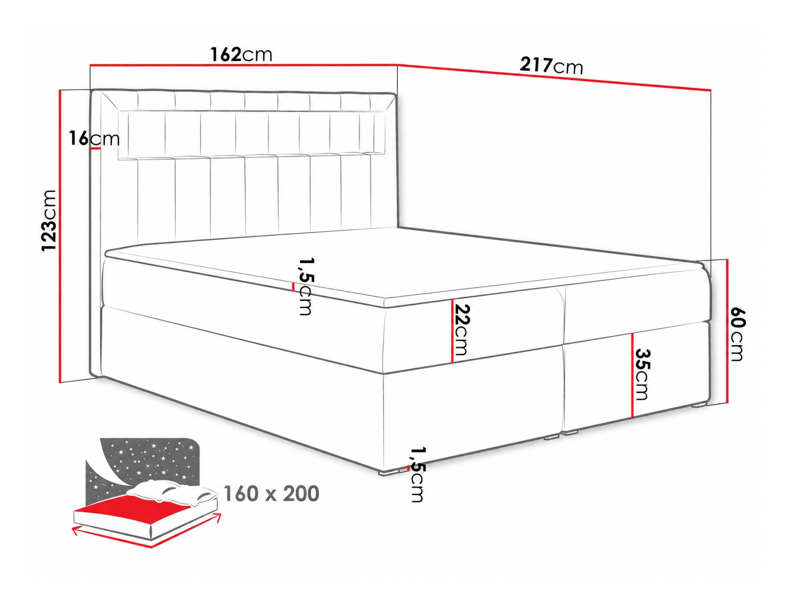 Lit boxspring Pomum (Magic Velvet 2225)