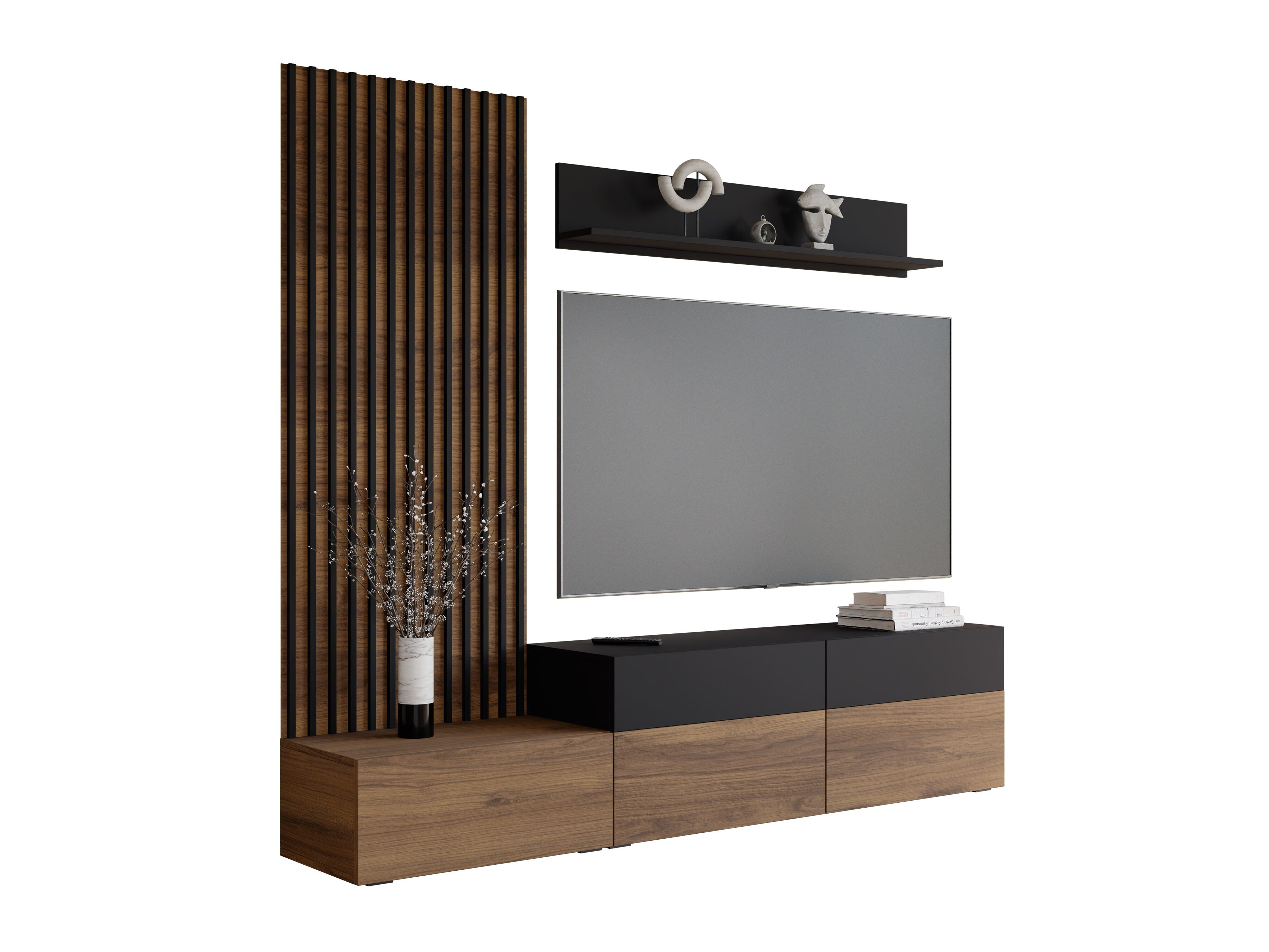 Ensemble de salon Comfivo Munium I (Noyer + Noir)