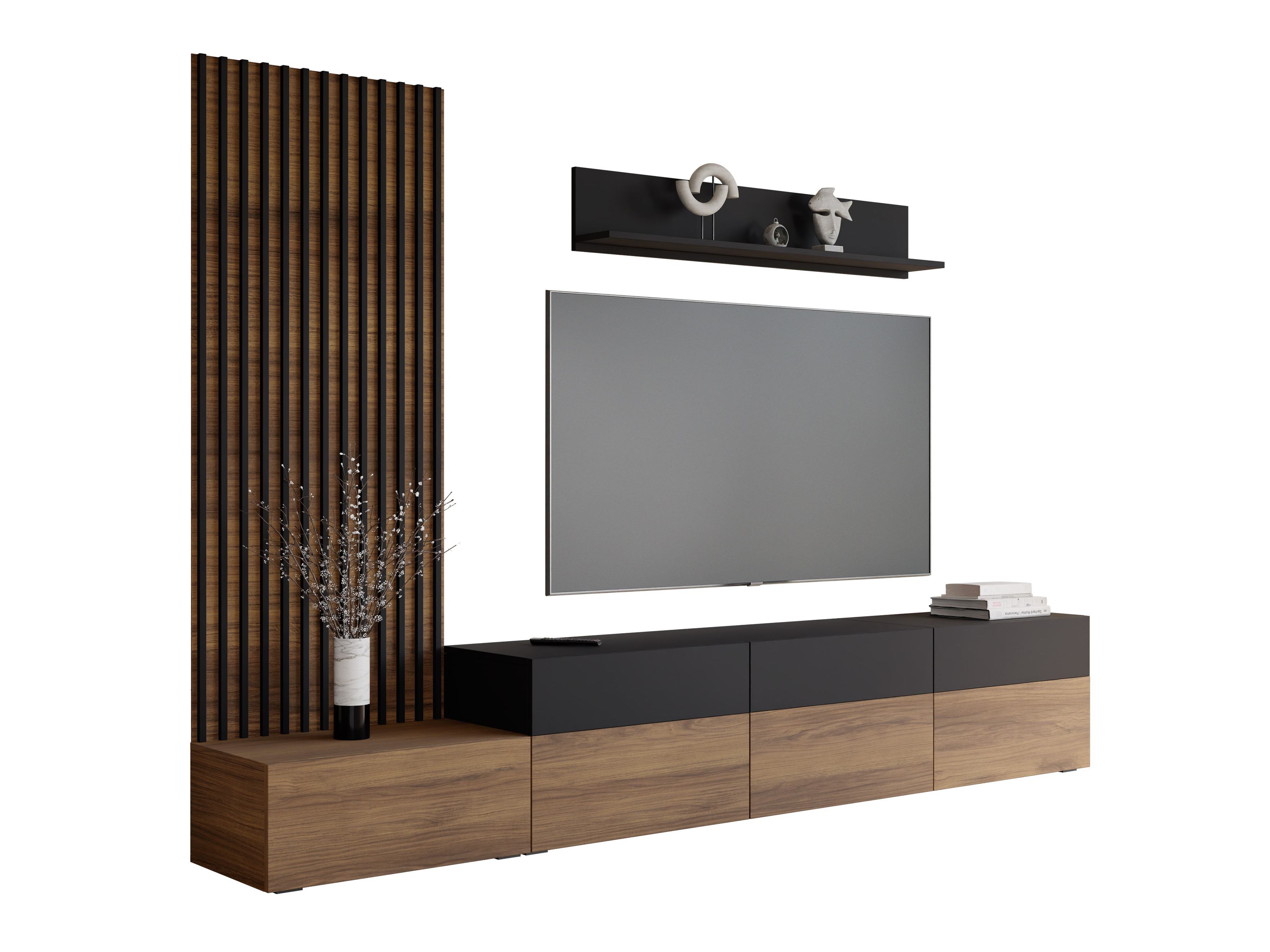Ensemble de salon Comfivo Munium II (Noyer + Noir)