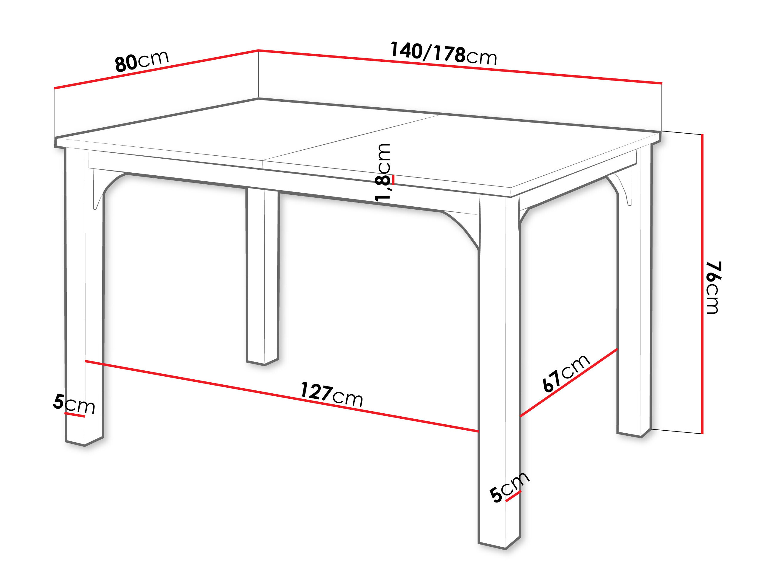 Table Oswego 136 (Noir)