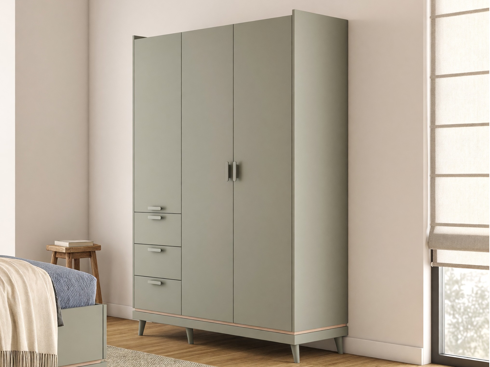 Armoire Fertalu 100 (Vert + Chêne)