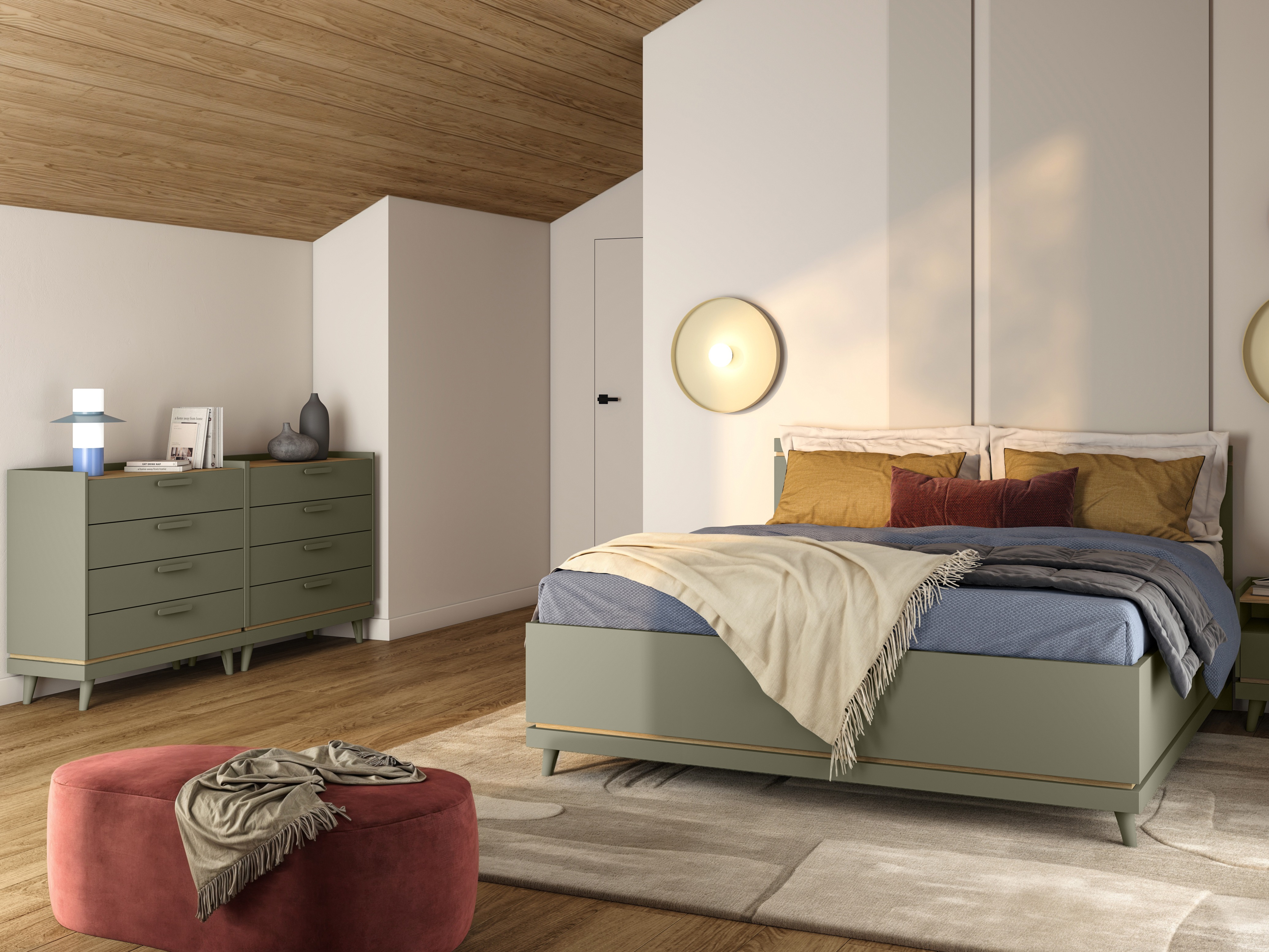 Commode Fertalu 104 (Vert + Chêne)
