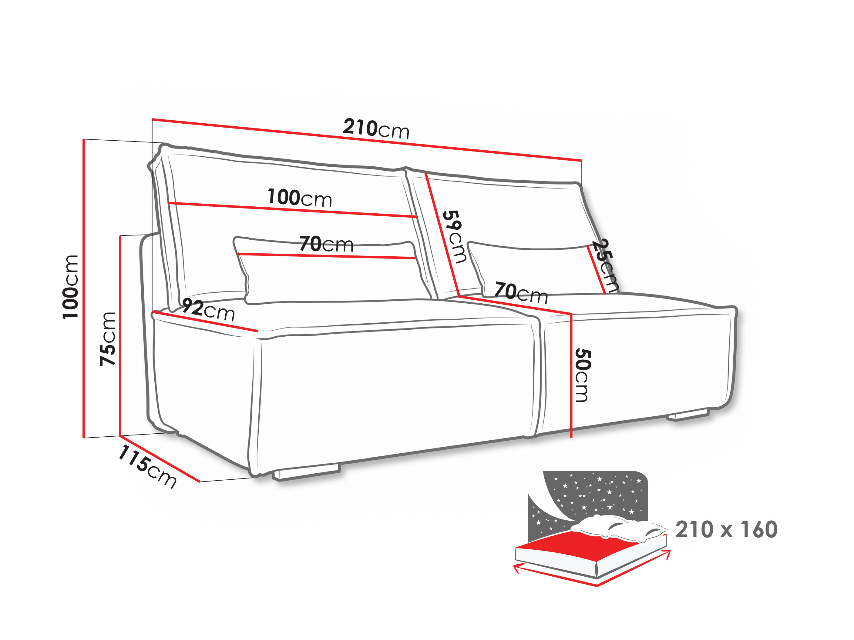 Canapé convertible Lufkin 147 (Tilia 17)