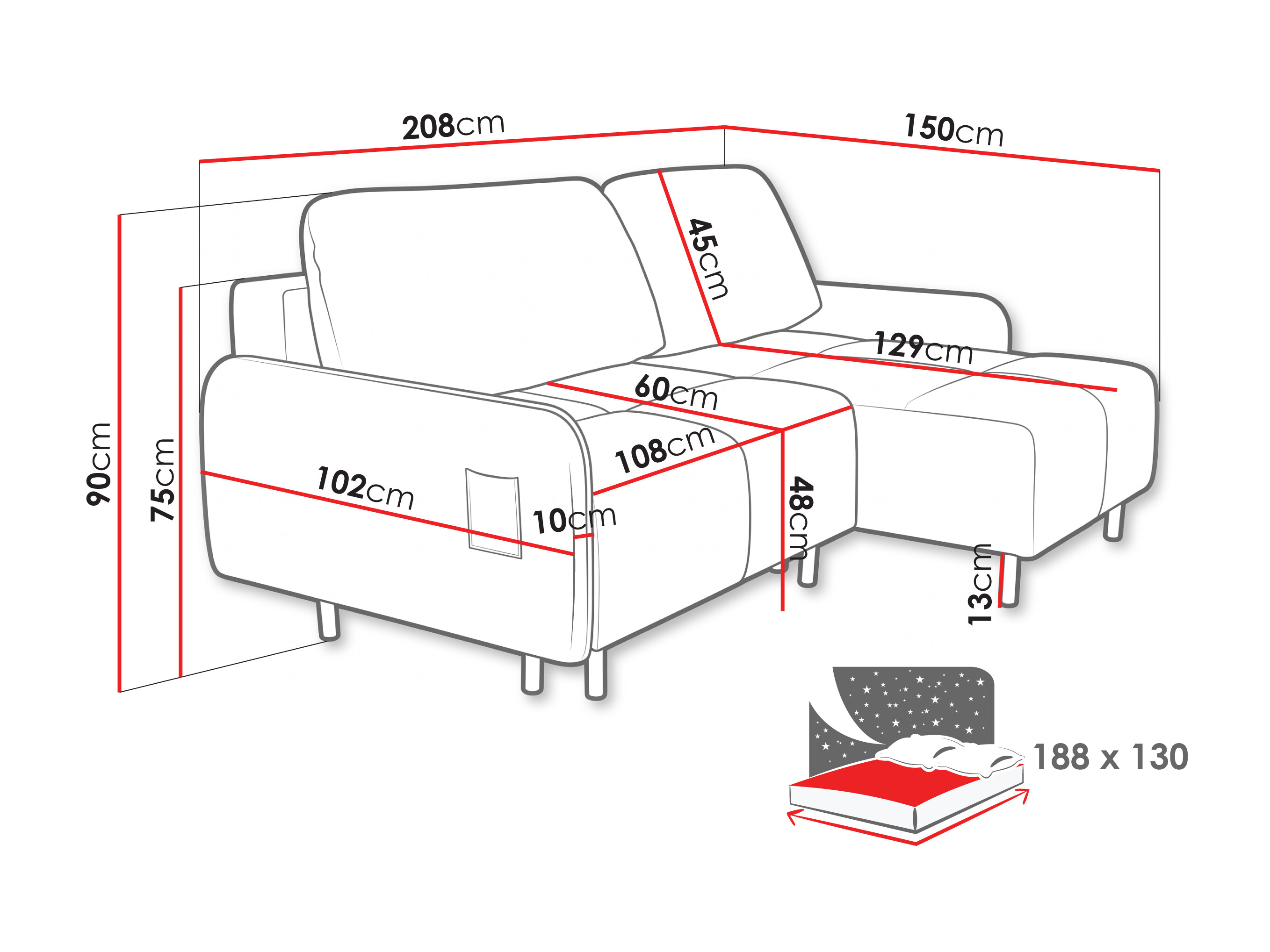 Canapé d'angle Lufkin 155 (Gerra 15)