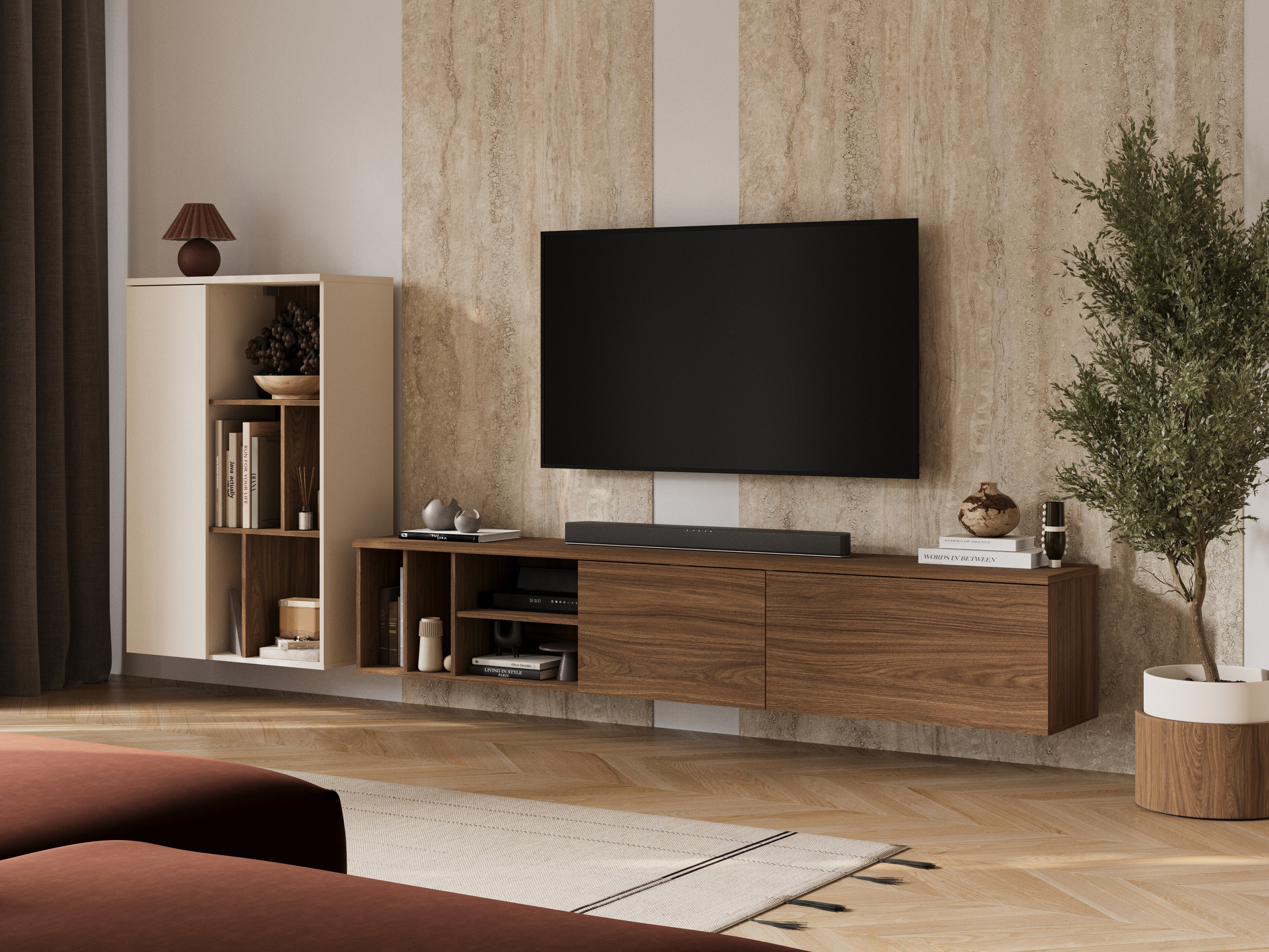 Ensemble de salon Austin 399 (Noyer + Cachemire)
