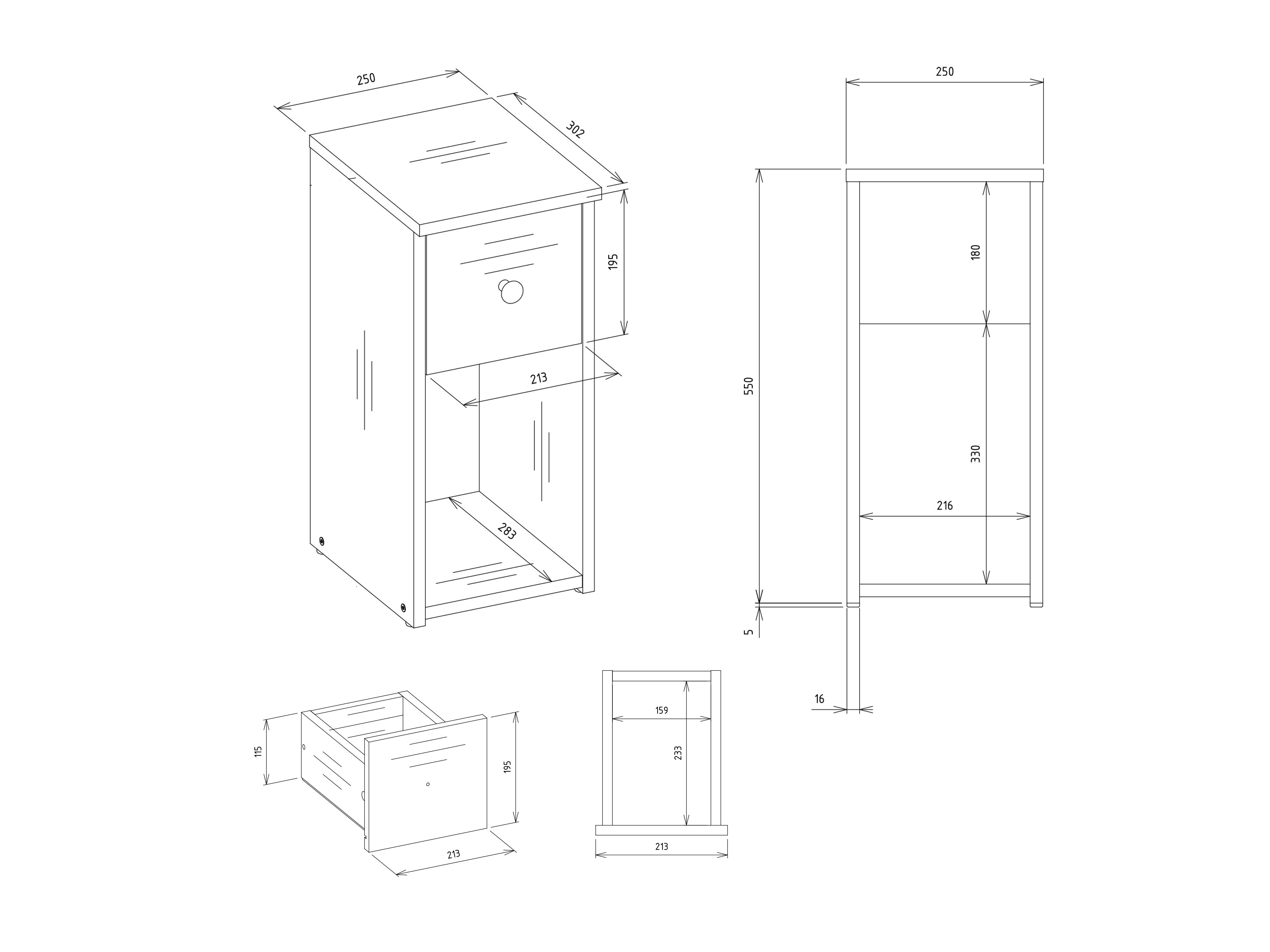 Table de chevet Mandeville 409 (Blanc)