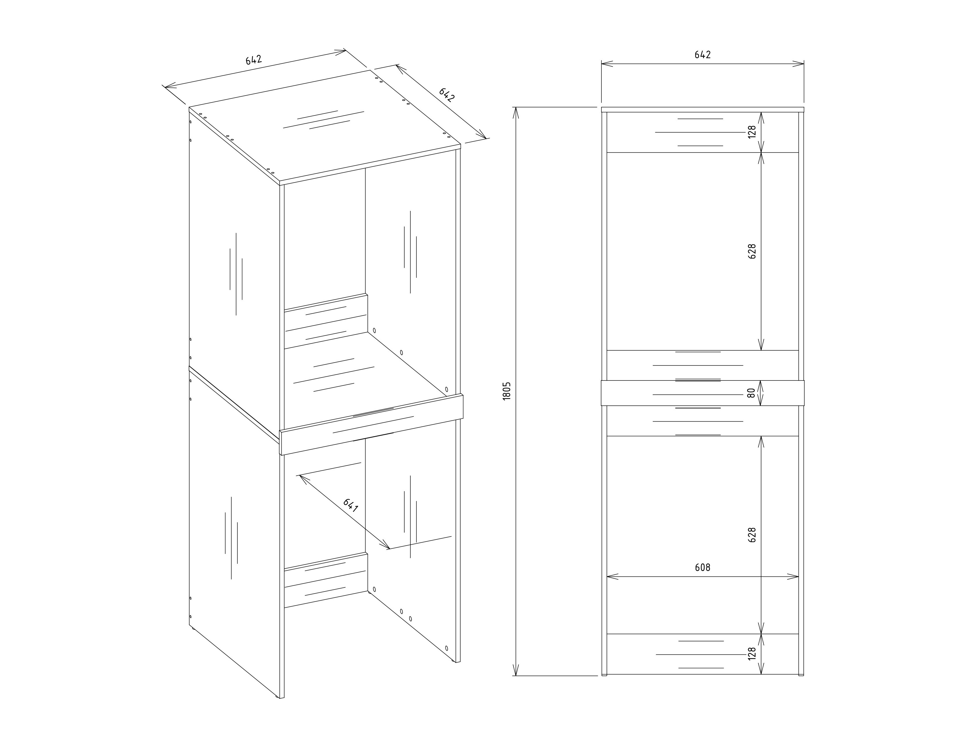 Colonne de salle de bain Balelbo 108 (Anthracite + Chêne Artisan)