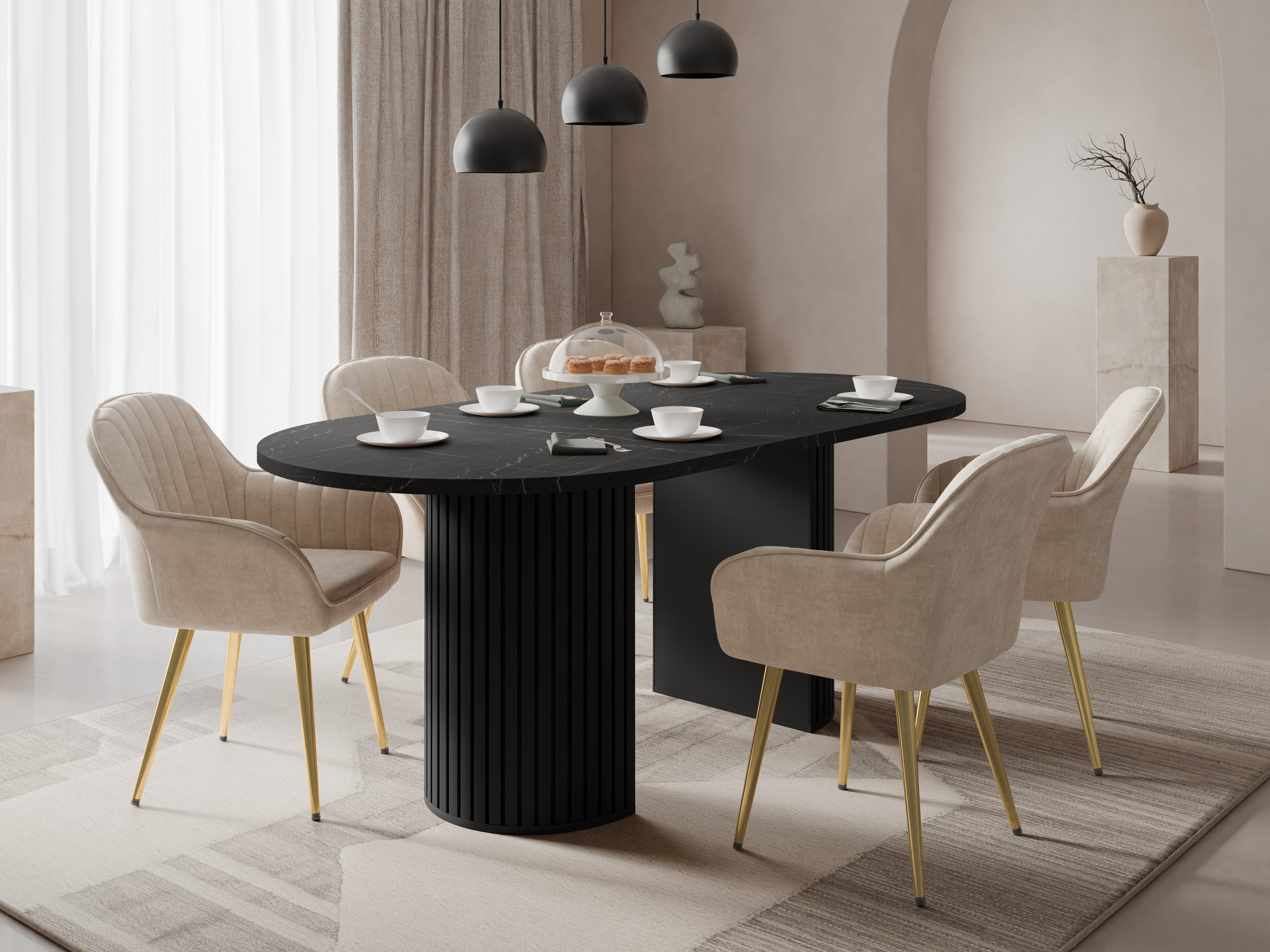 Table Comfivo Ulma (Marbre noir + Noir)