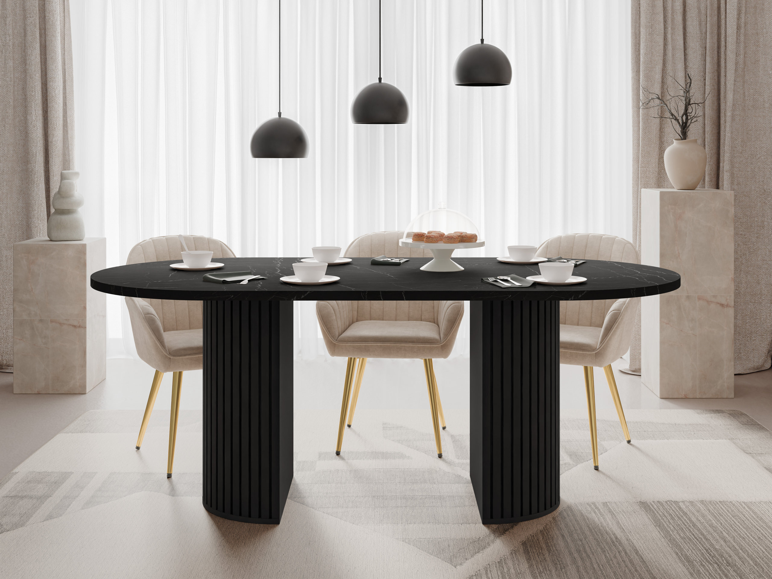 Table Comfivo Ulma (Marbre noir + Noir)