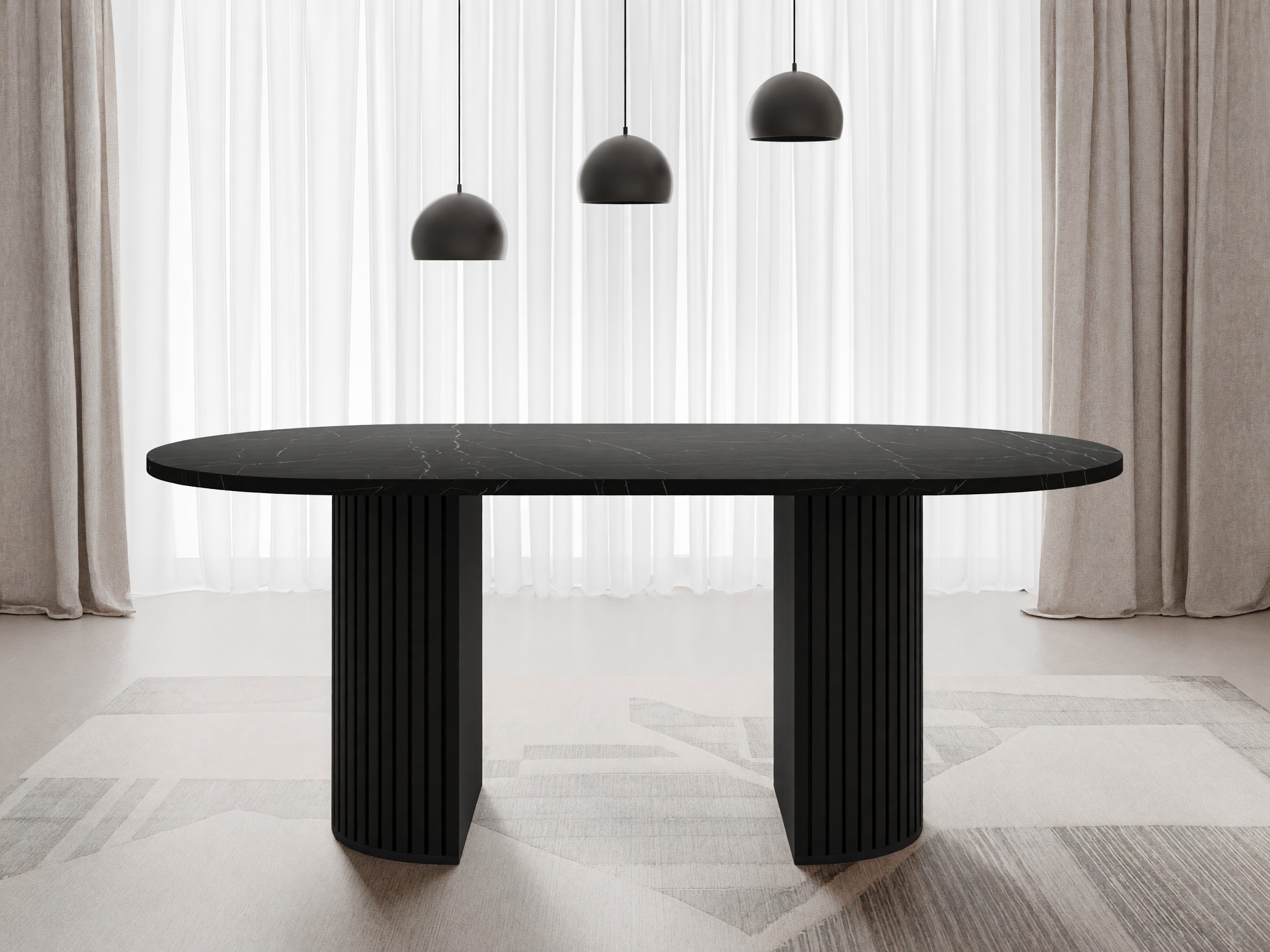 Table Comfivo Ulma (Marbre noir + Noir)