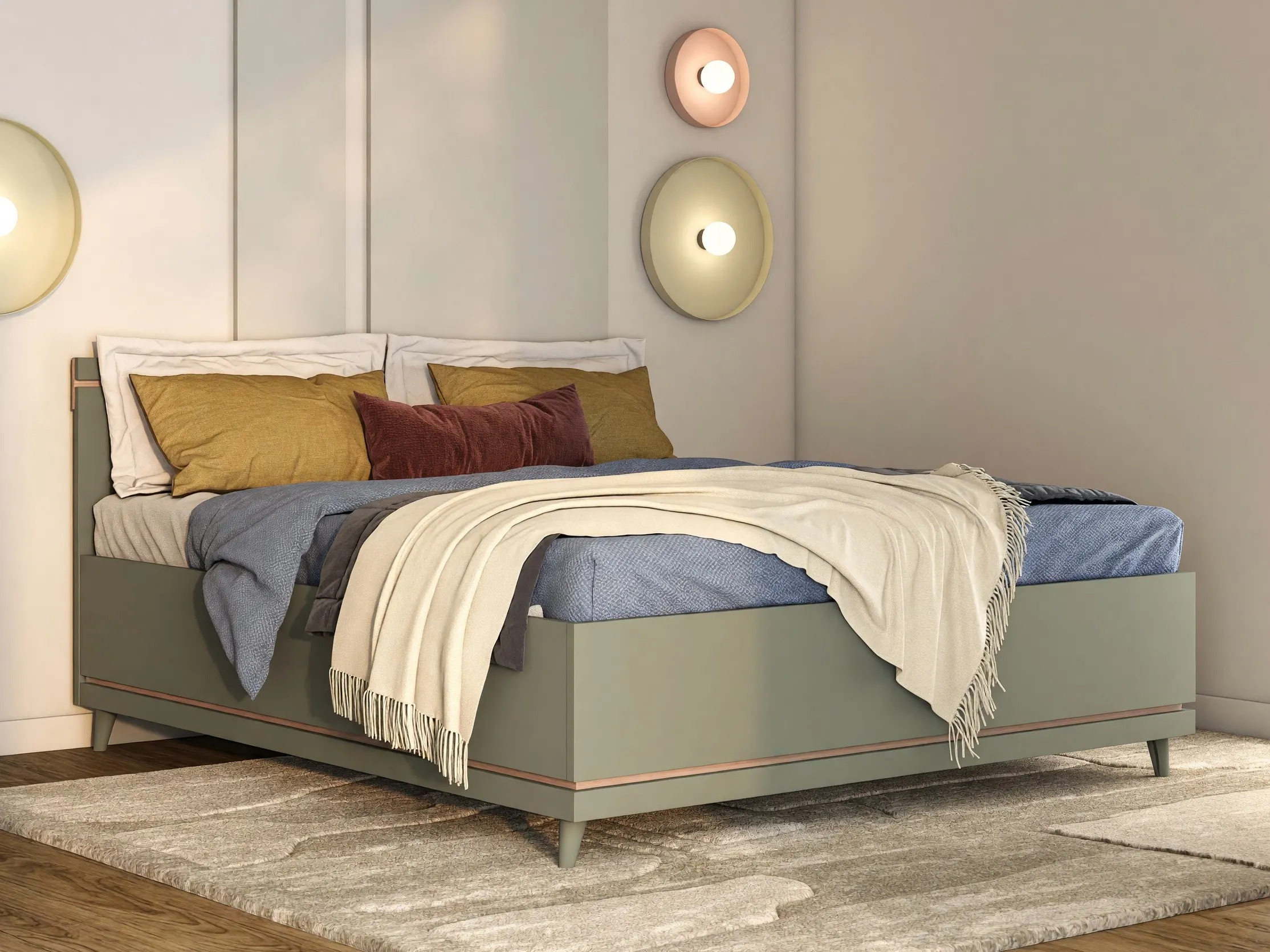 Lit Fertalu 107 (Vert + Chêne)