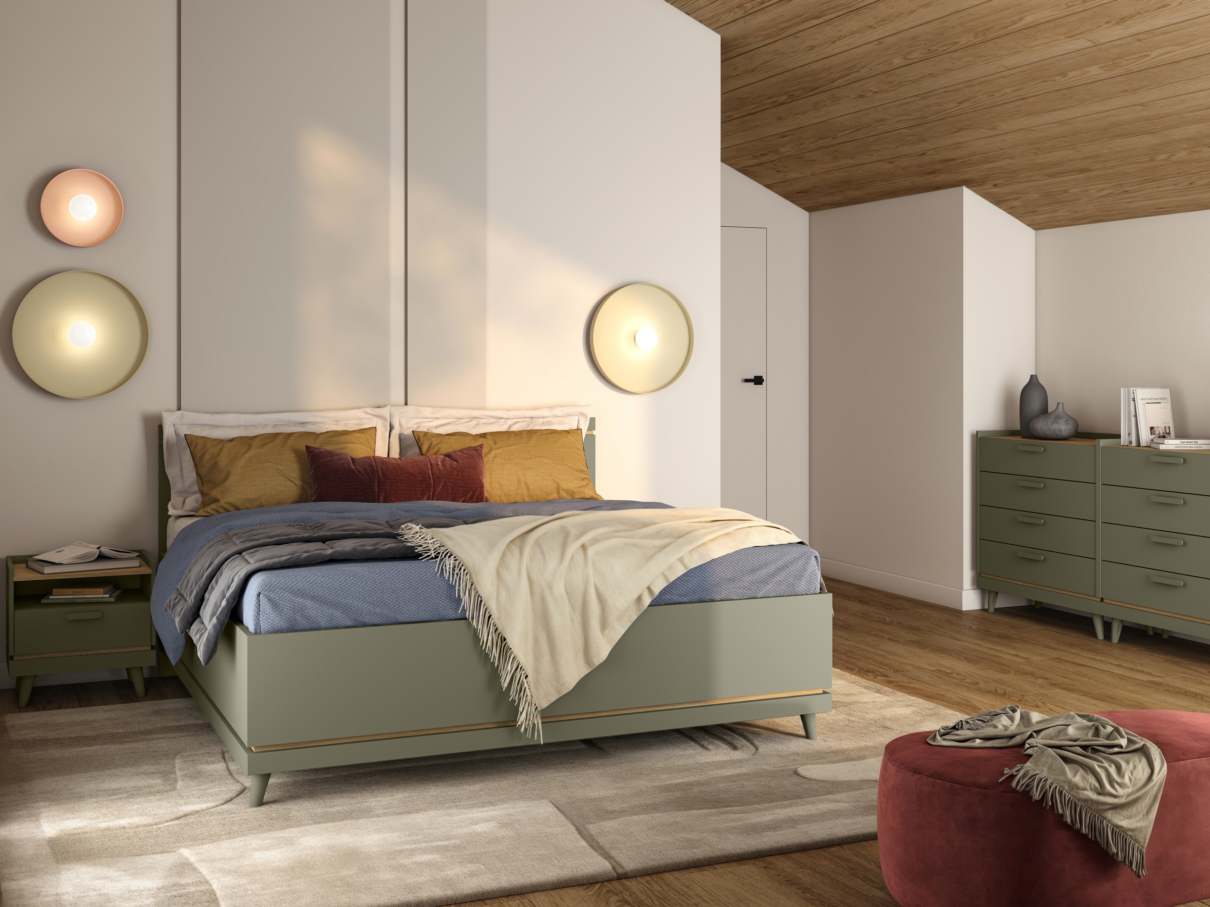 Lit Fertalu 107 (Vert + Chêne)