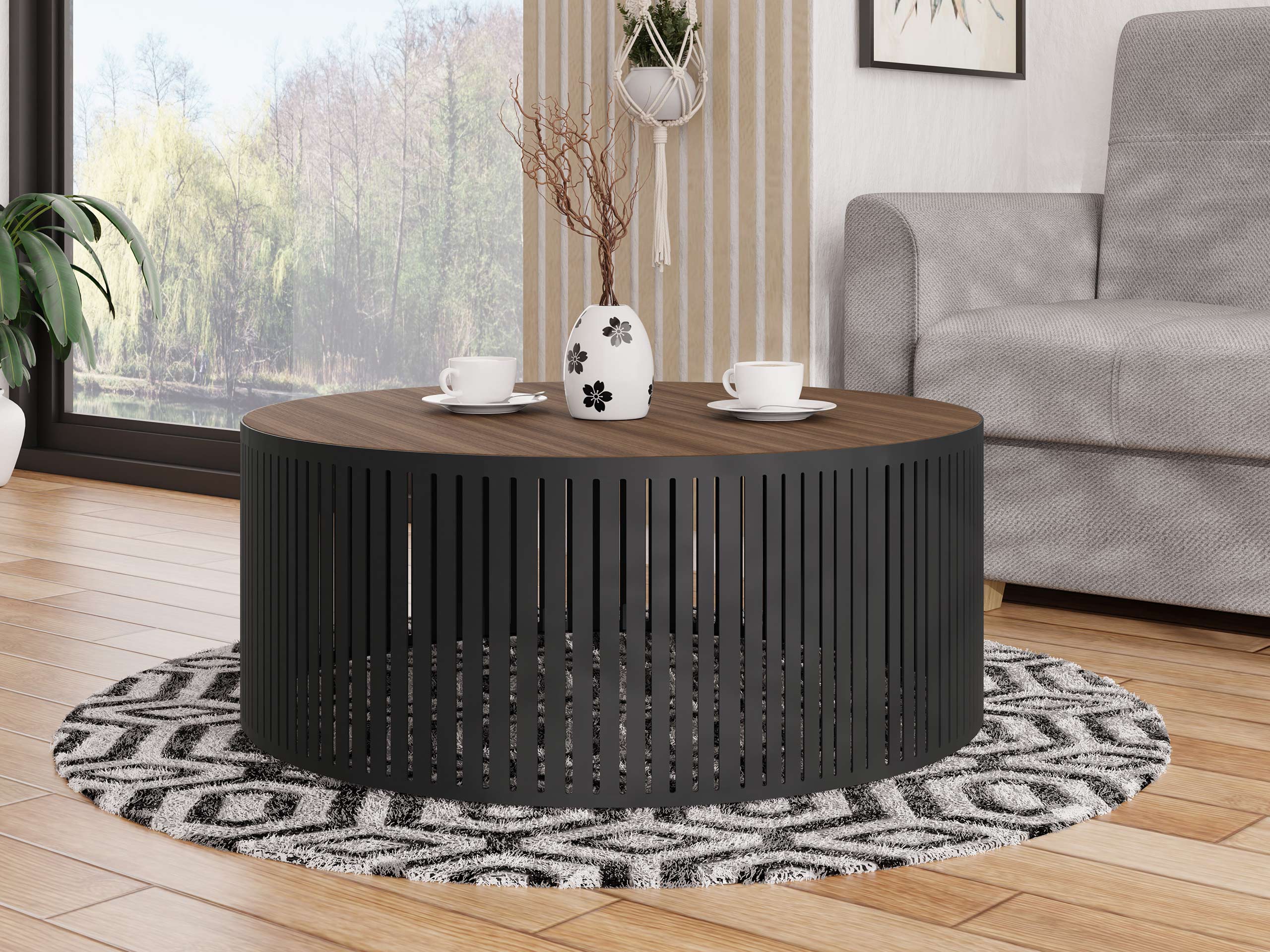 Table basse Prunis (Noyer + Noir)