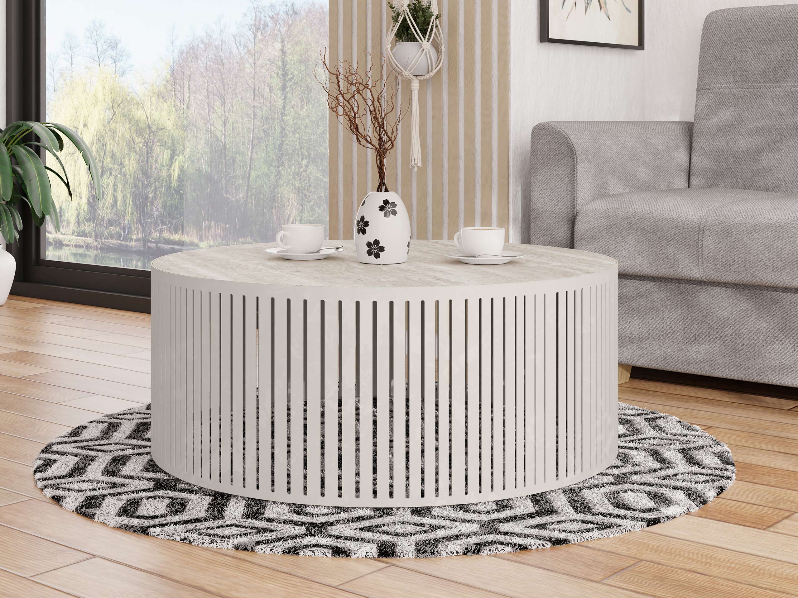 Table basse Prunis (Travertin clair + Cachemire)