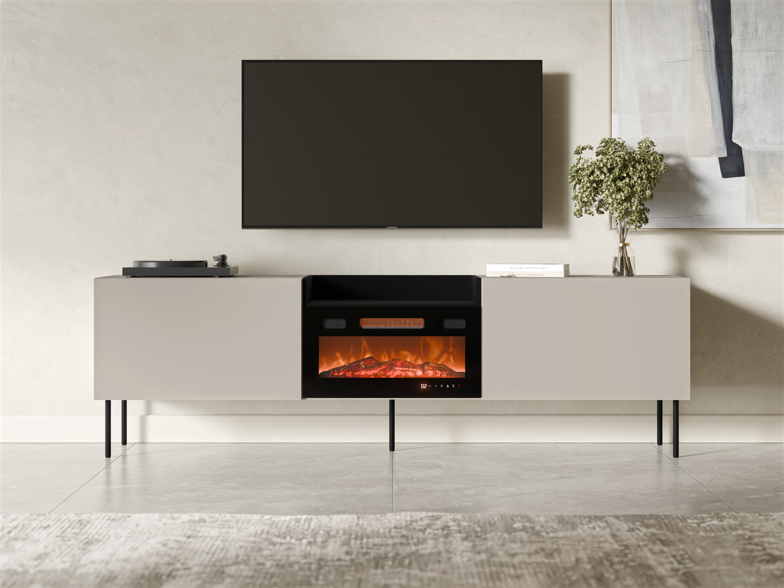 Meuble TV Charlotte 216 (Cachemire + Noir)