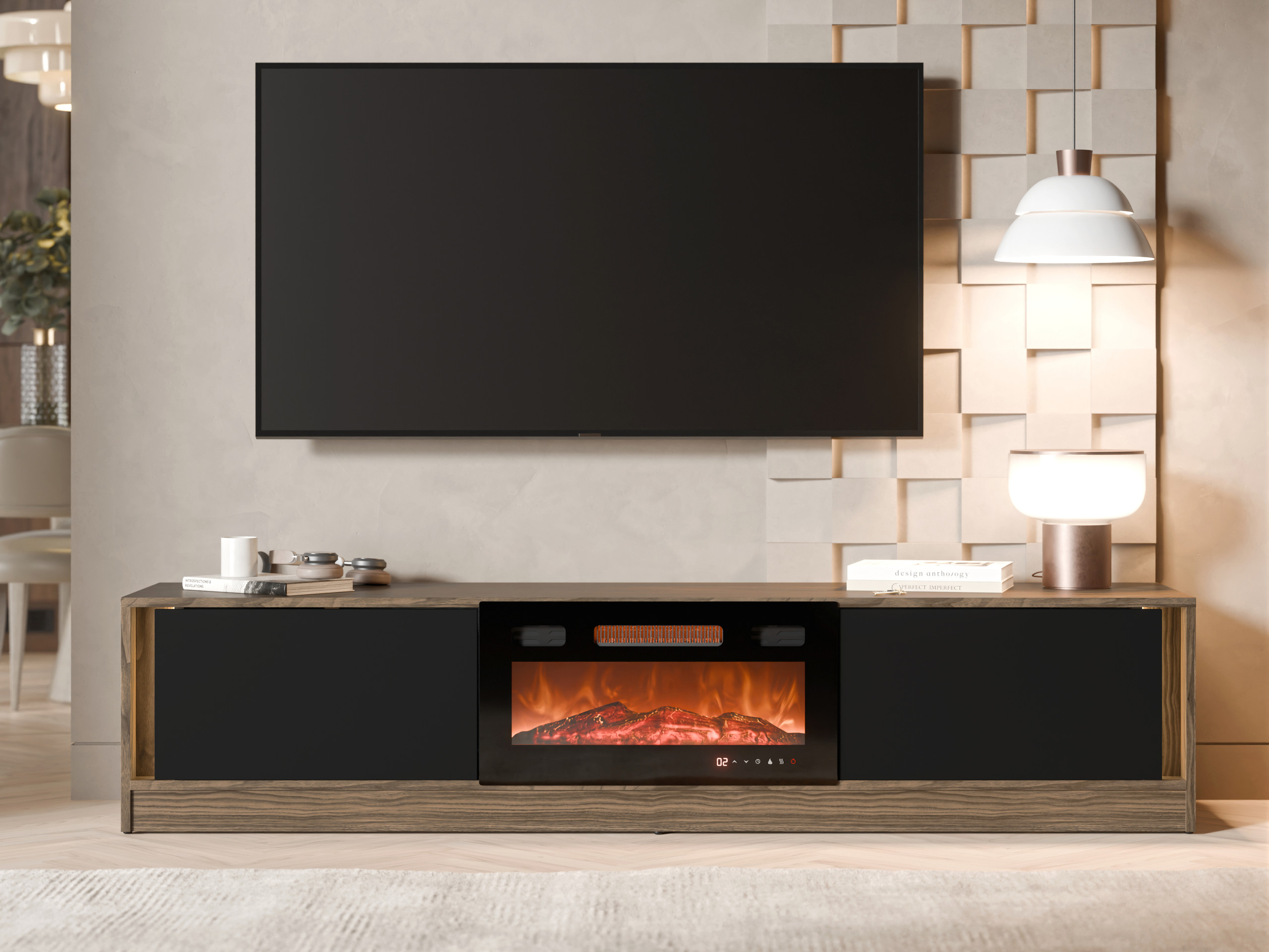 Meuble TV Charlotte 217 (Noyer + Noir)