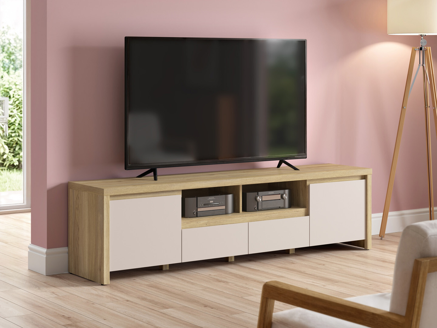 Meuble TV Nolroma 143 (Chêne + Cachemire)