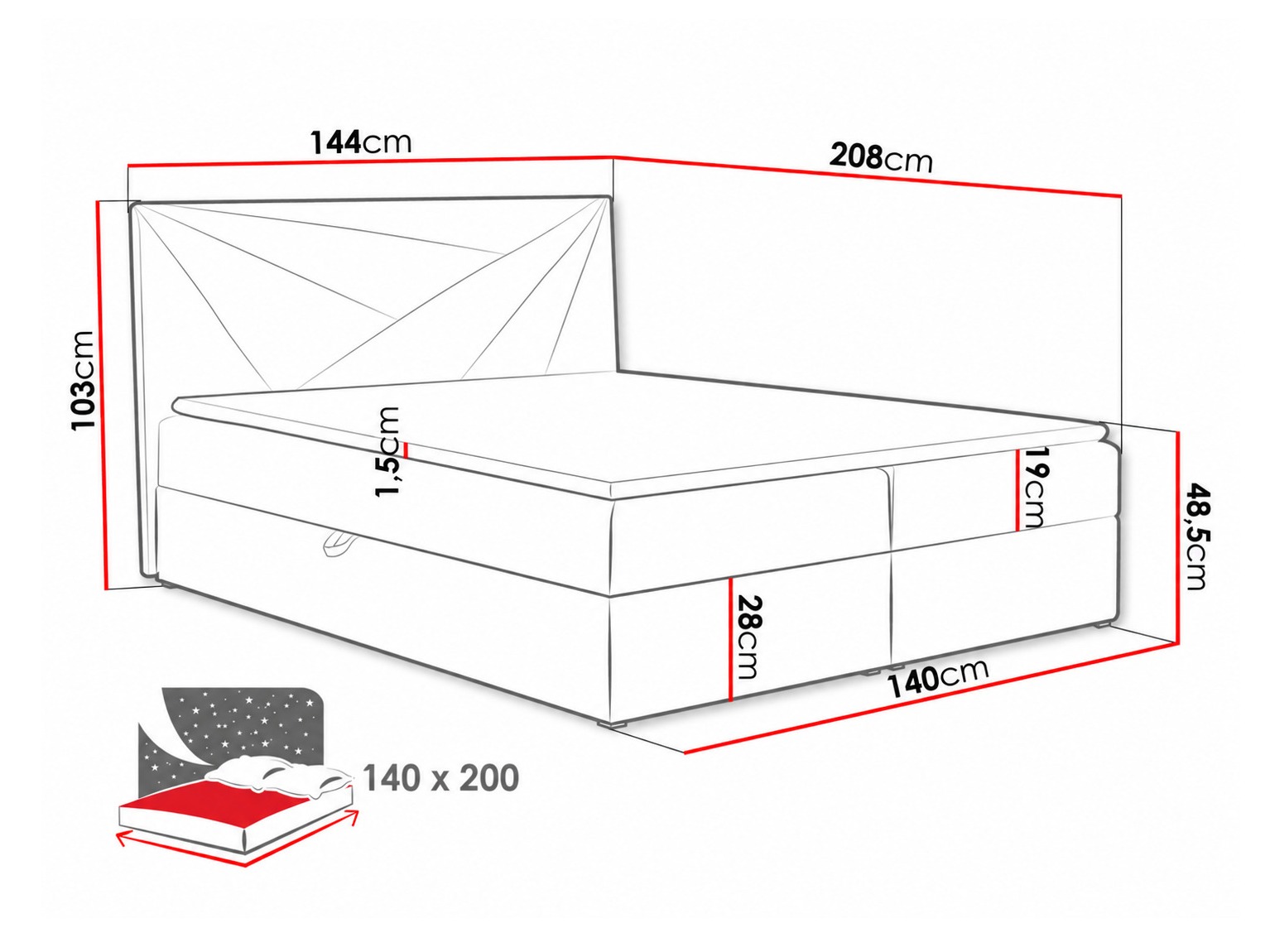 Lit boxspring Pons II (Kronos 02)