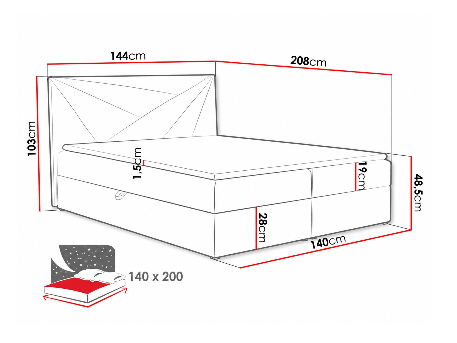 Lit boxspring Pons II (Kronos 15)