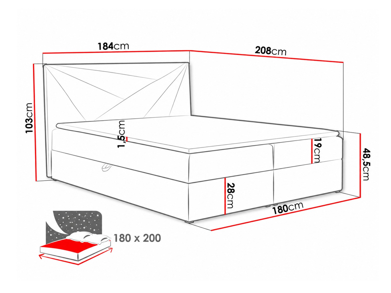 Lit boxspring Pons II (Kronos 15)